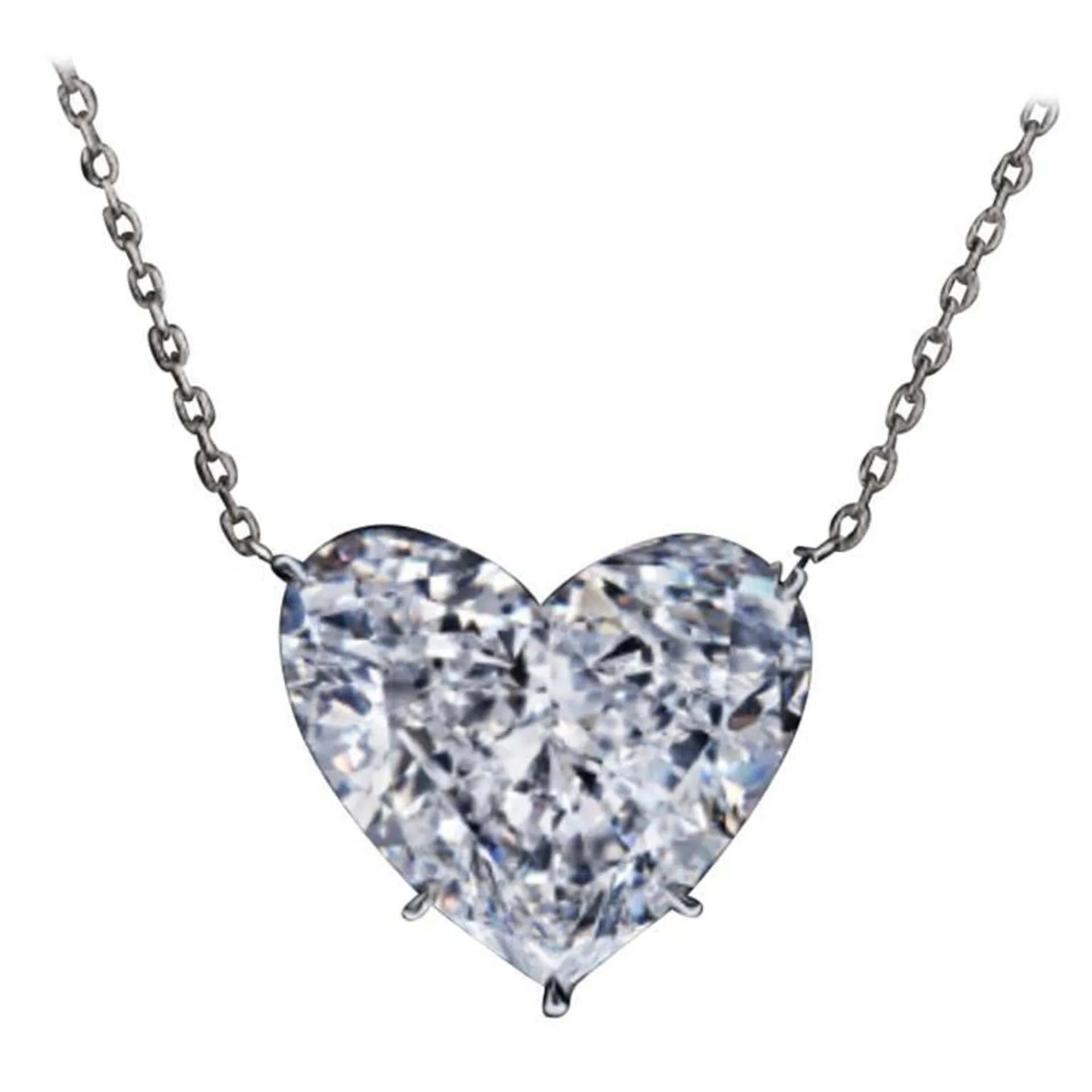 GIA Certified 4.70 Carat Heart-Shape Diamond Pendant Necklace in 18K White Gold