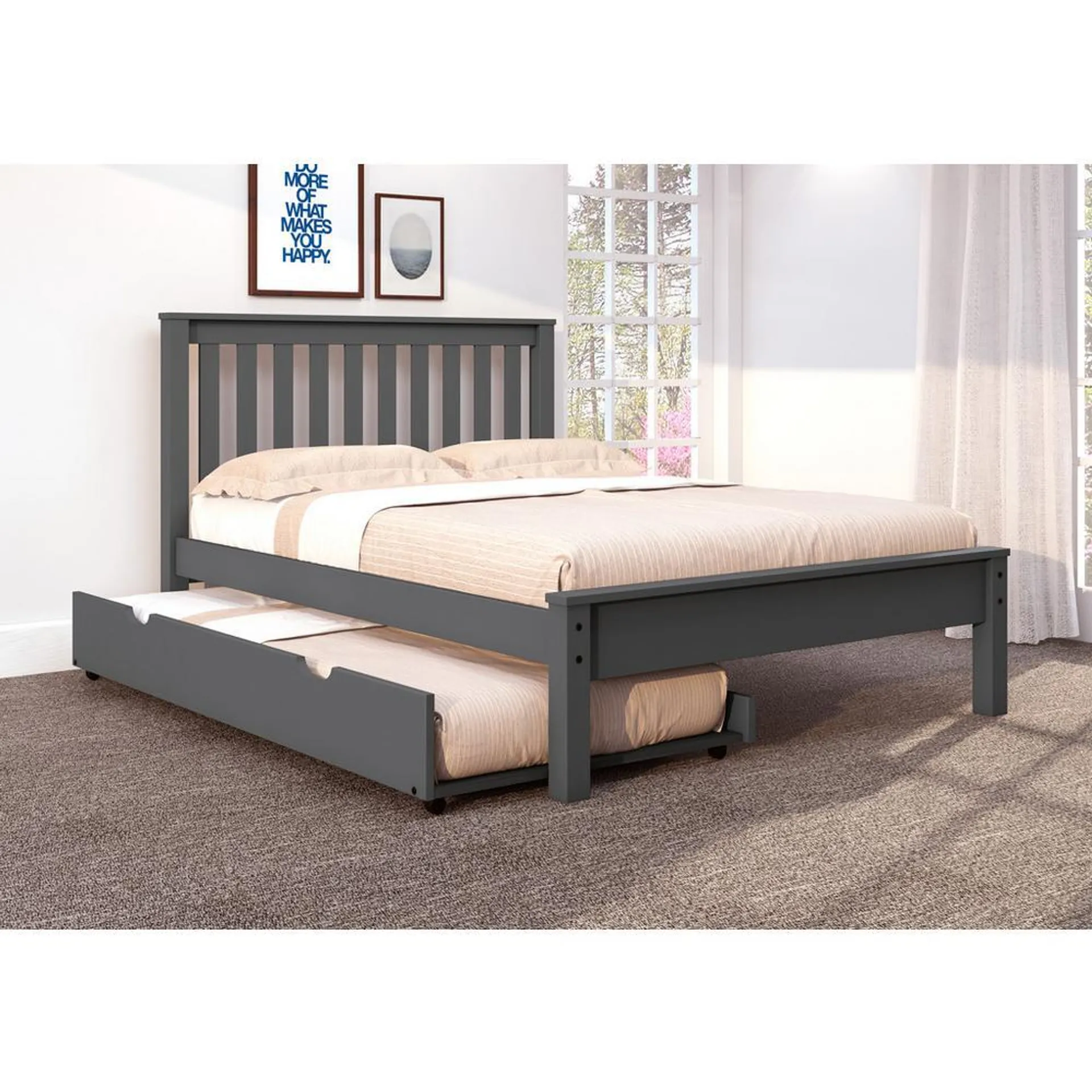 Full Bed Dark Grey with Twin Trundle