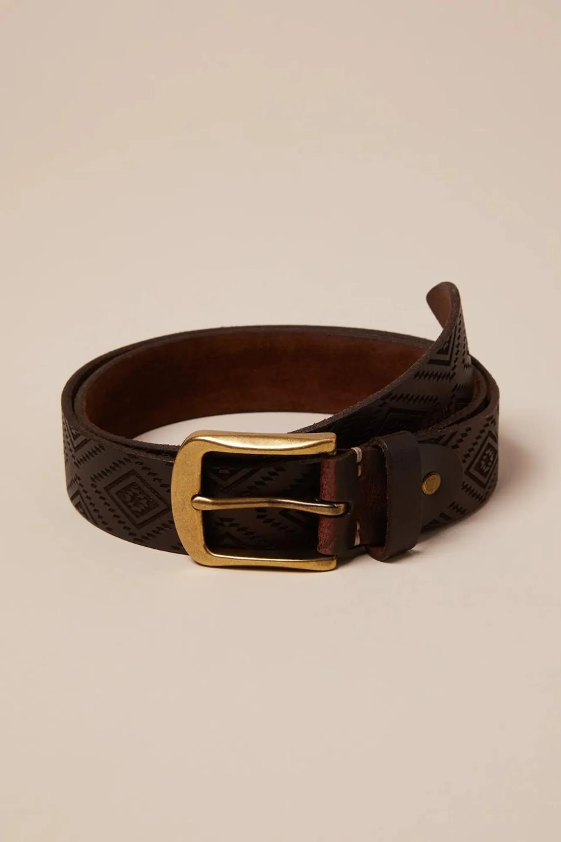embossed leather belt