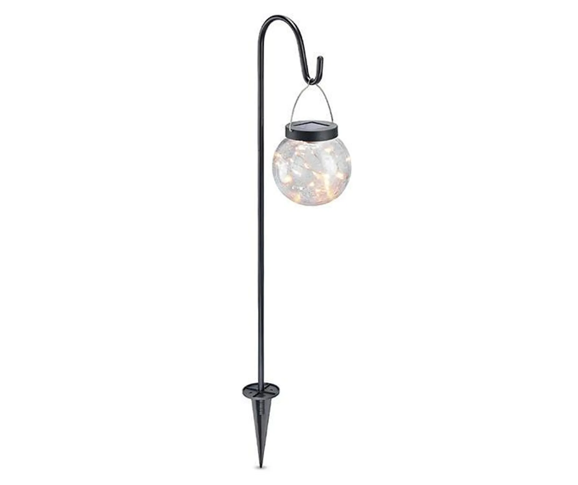 LED Solar Glass Ball Lantern & Hook Yard Stake, (30")