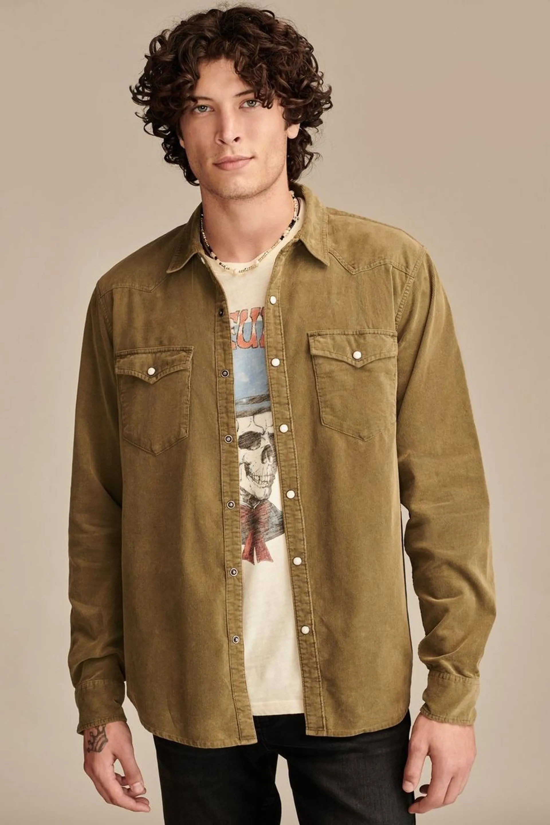 solid corduroy western shirt