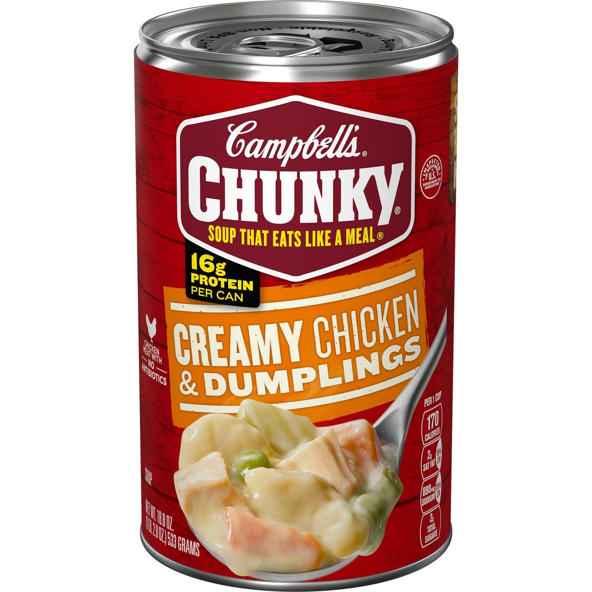 Campbell's Chunky Soup, Ready to Serve Creamy Chicken and Dumplings Soup, 18.8 oz Can