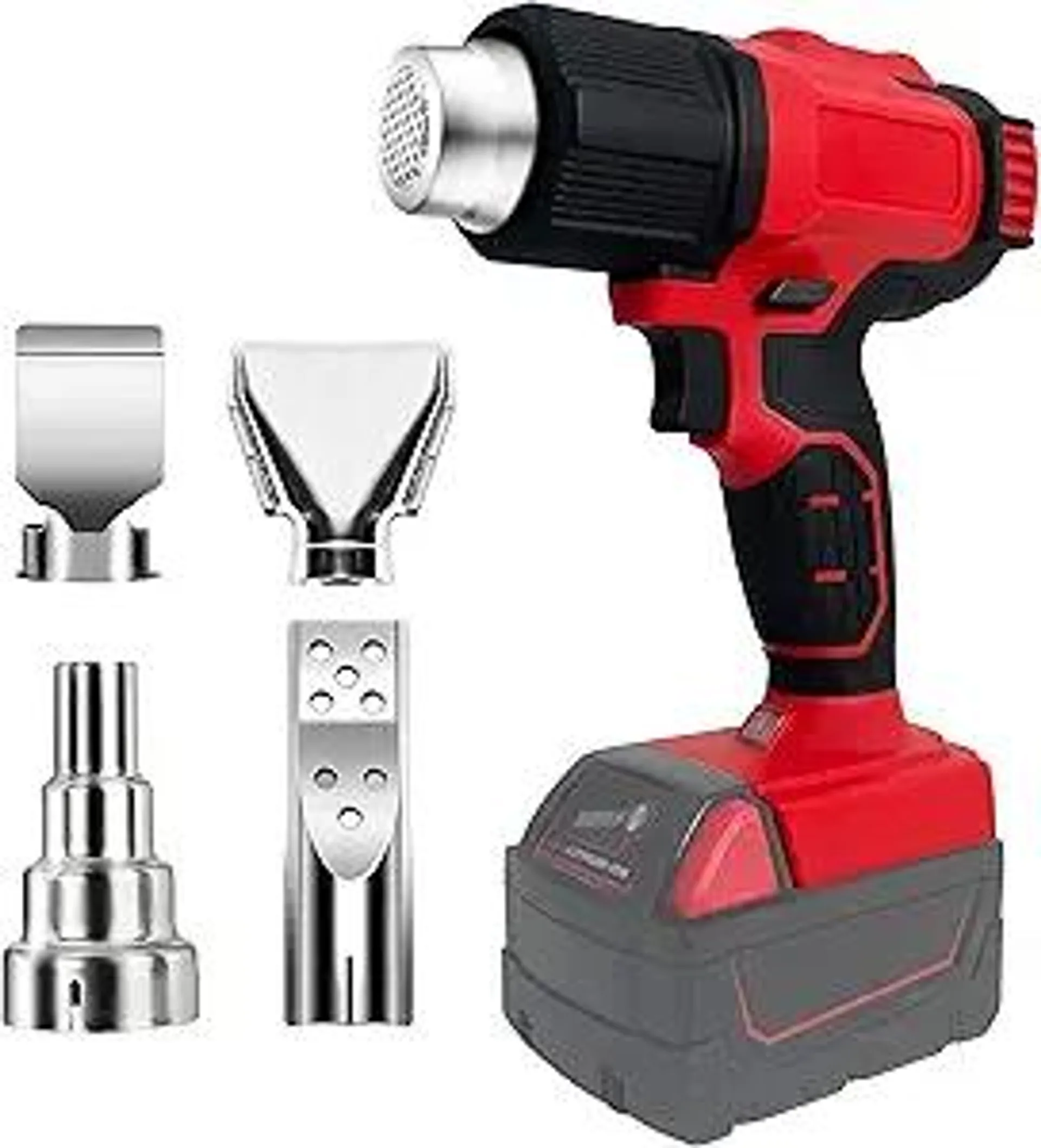 Cordless Heat Gun for Milwaukee m18 18V Battery, 350w 1022℉ Rated Temp Fast Heating Hot Air Gun, Portable Heat Gun with 4 Nozzles for Shrink Tubing, Remove Paint, Campfire, Thawing Pipes (Bare Tool)