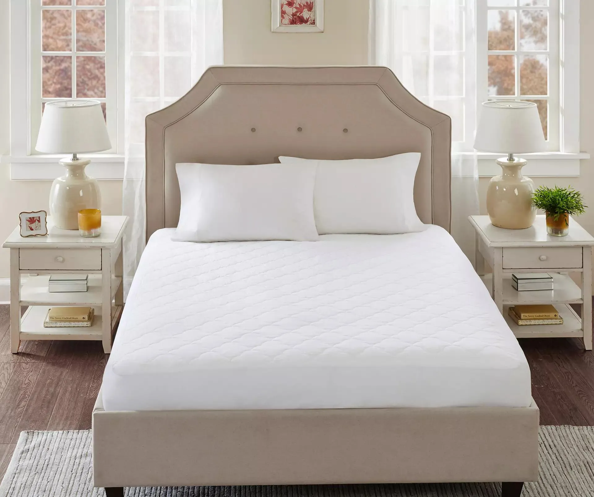 White Cotton Quilted Skirted Twin Mattress Pad