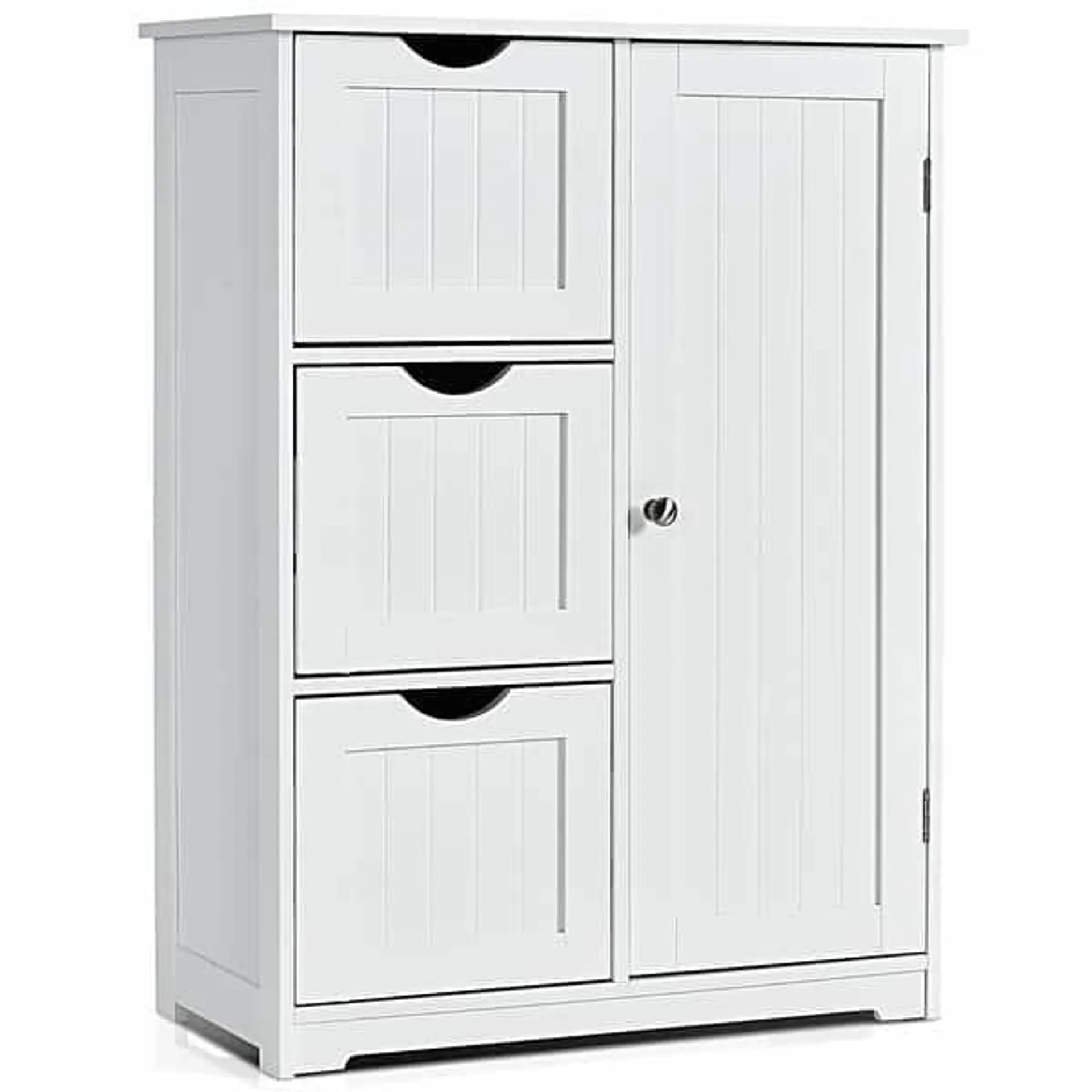 Costway Bathroom Floor Cabinet Side Storage Cabinet with 3 Drawers and