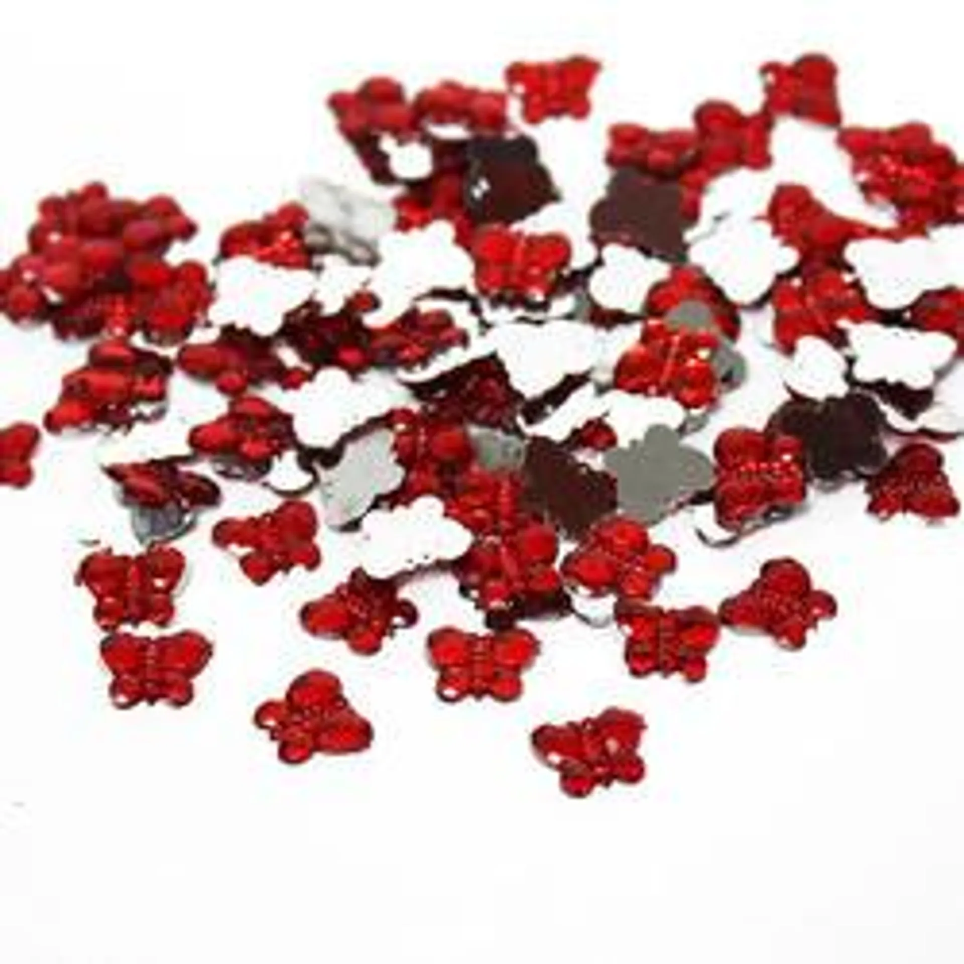 Red Flat Back Butterfly Rhinestones (Package of 120 pieces)