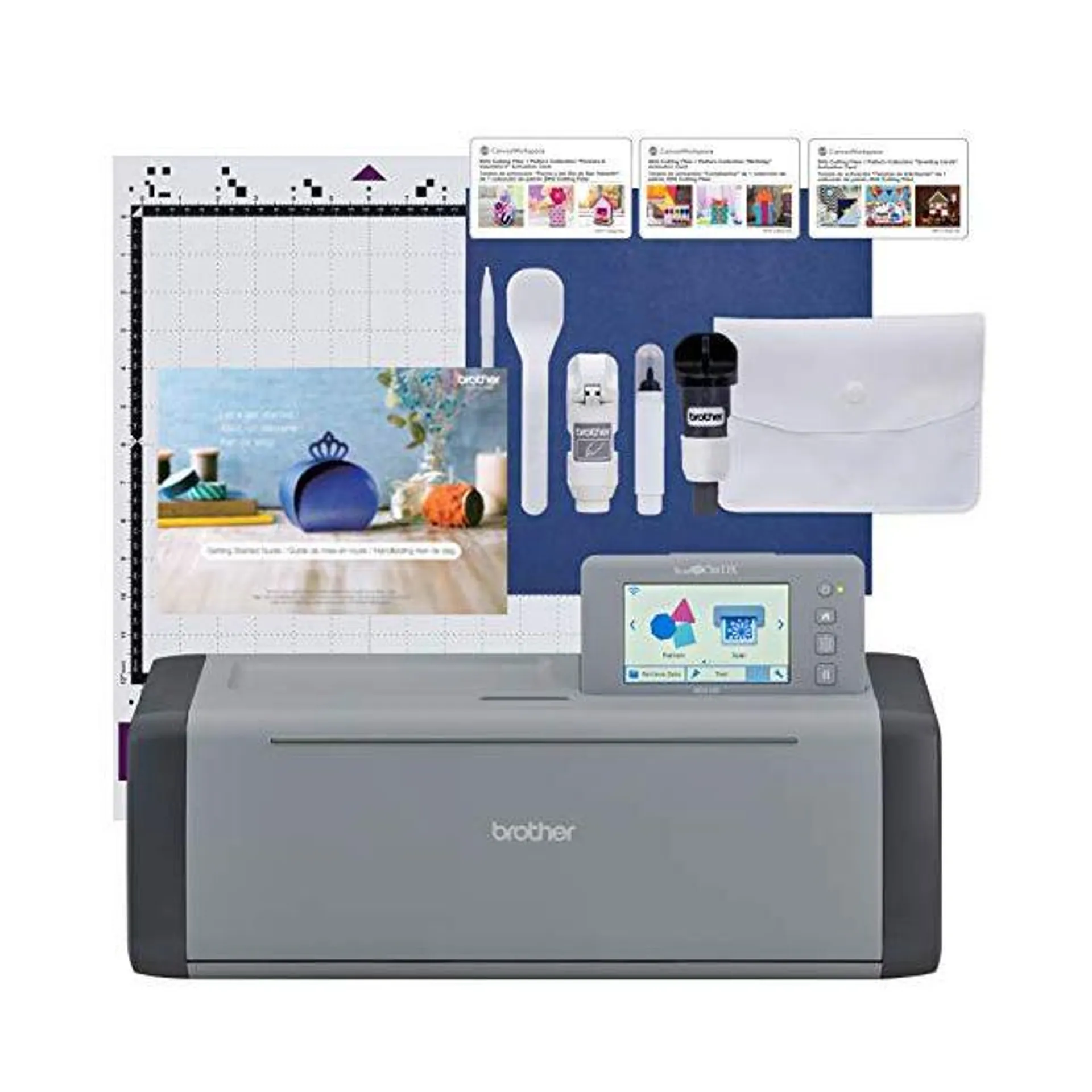 Brother ScanNCut SDX125EGY Electronic DIY Cutting Machine with Scanner, Make Custom Stickers, Vinyl Wall Art, Greeting Cards and More with 682 Included Patterns, Grey