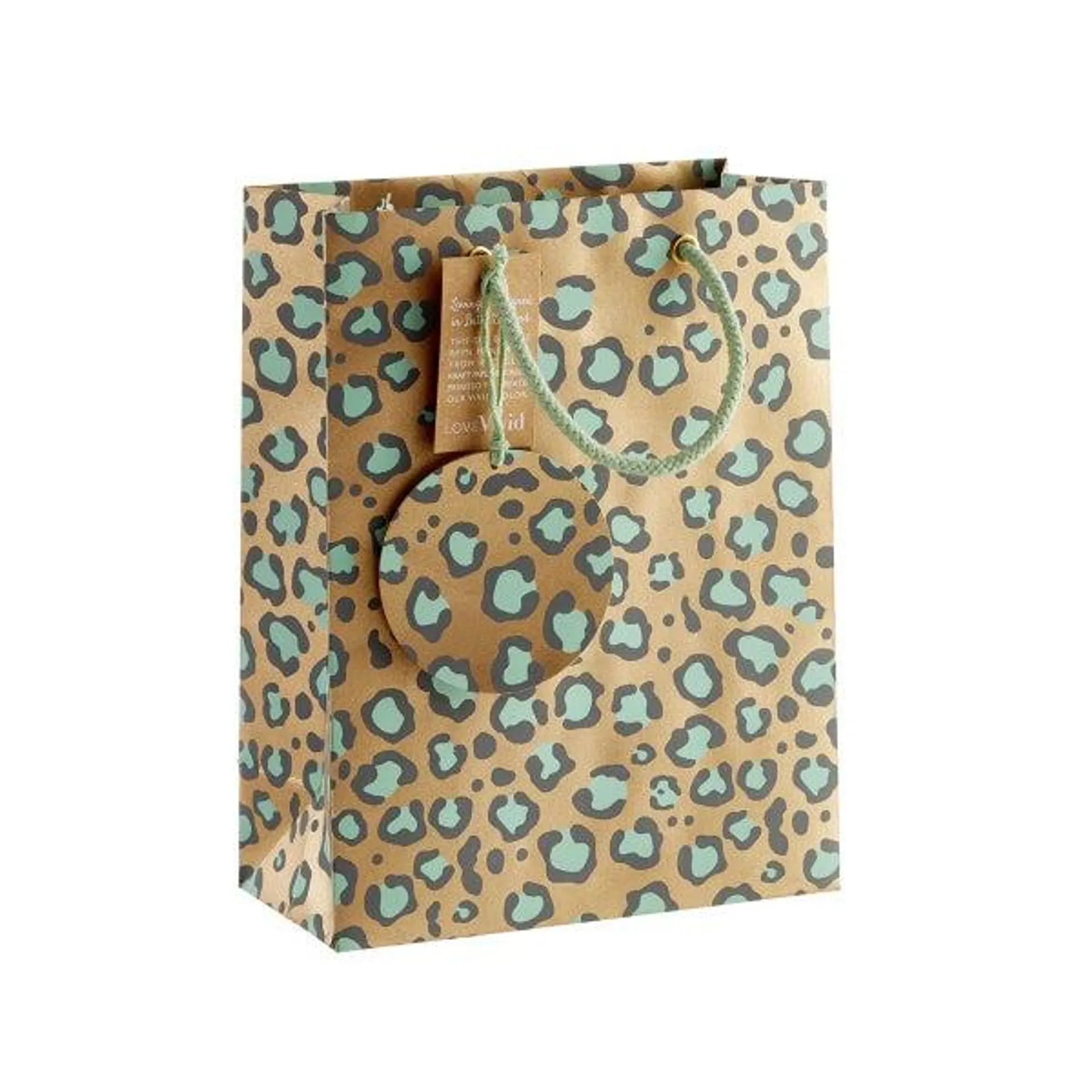 Vivid Wrap All Over Leopard Copper & Turquoise Gift Bag