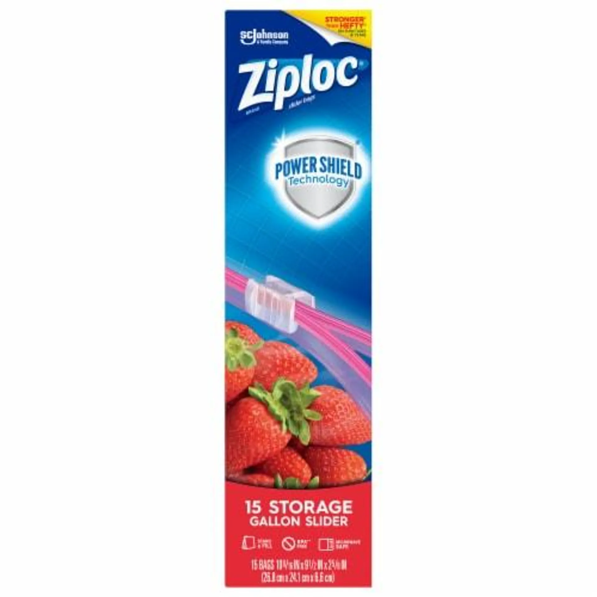 Ziploc Brand Gallon Slider Storage Bags with Power Shield Technology