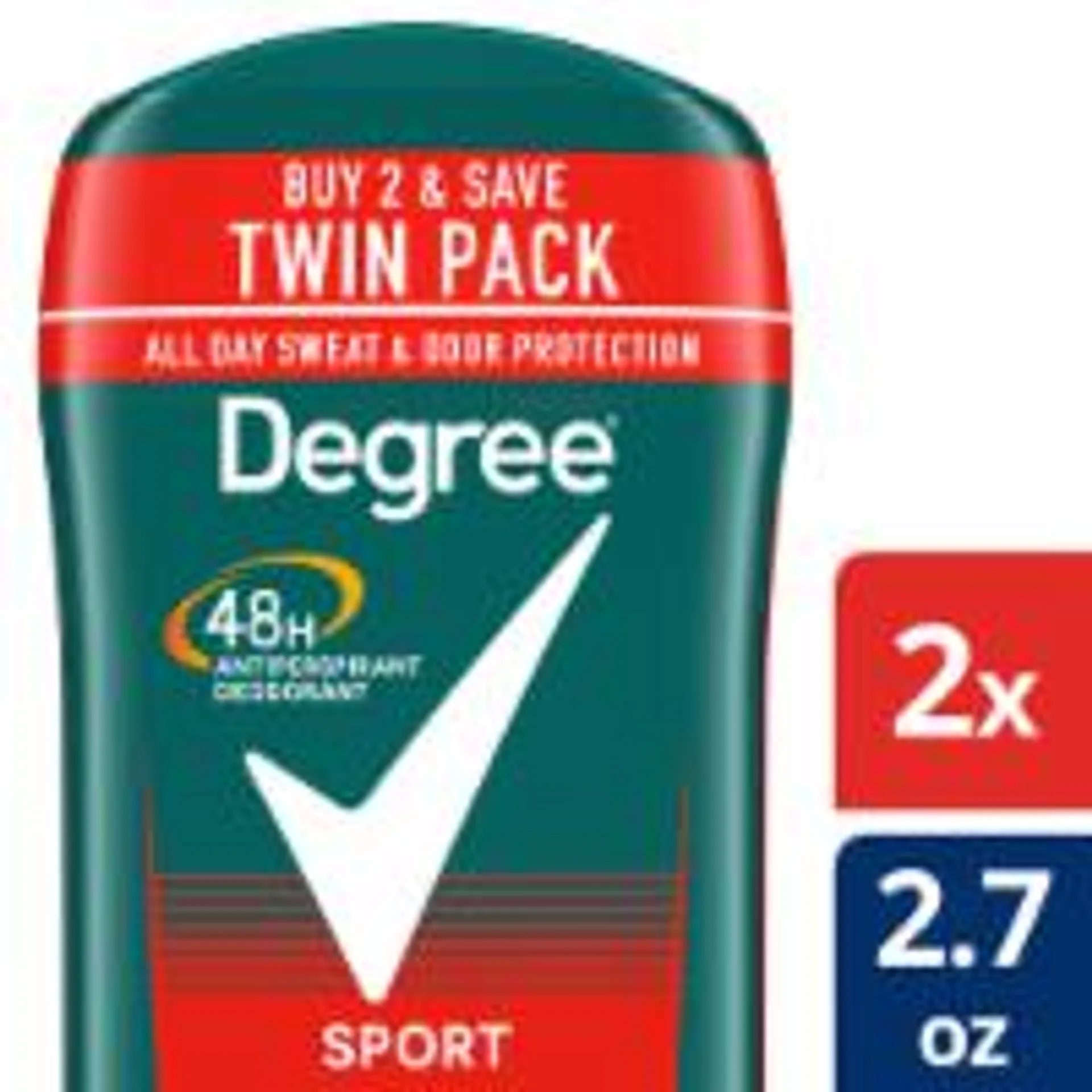 Degree Original Protection Men's Antiperspirant Deodorant Stick Sport Twin Pack