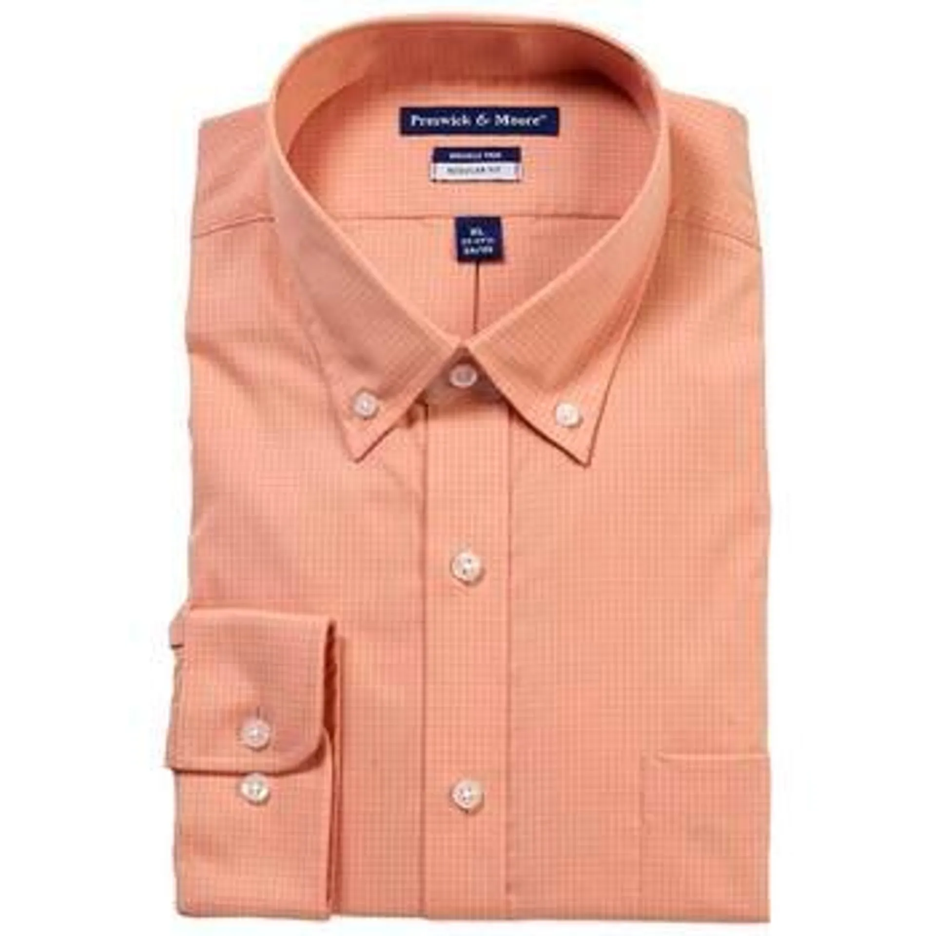 Mens Preswick & Moore Regular Fit Stretch Dress Shirt-Cantaloupe