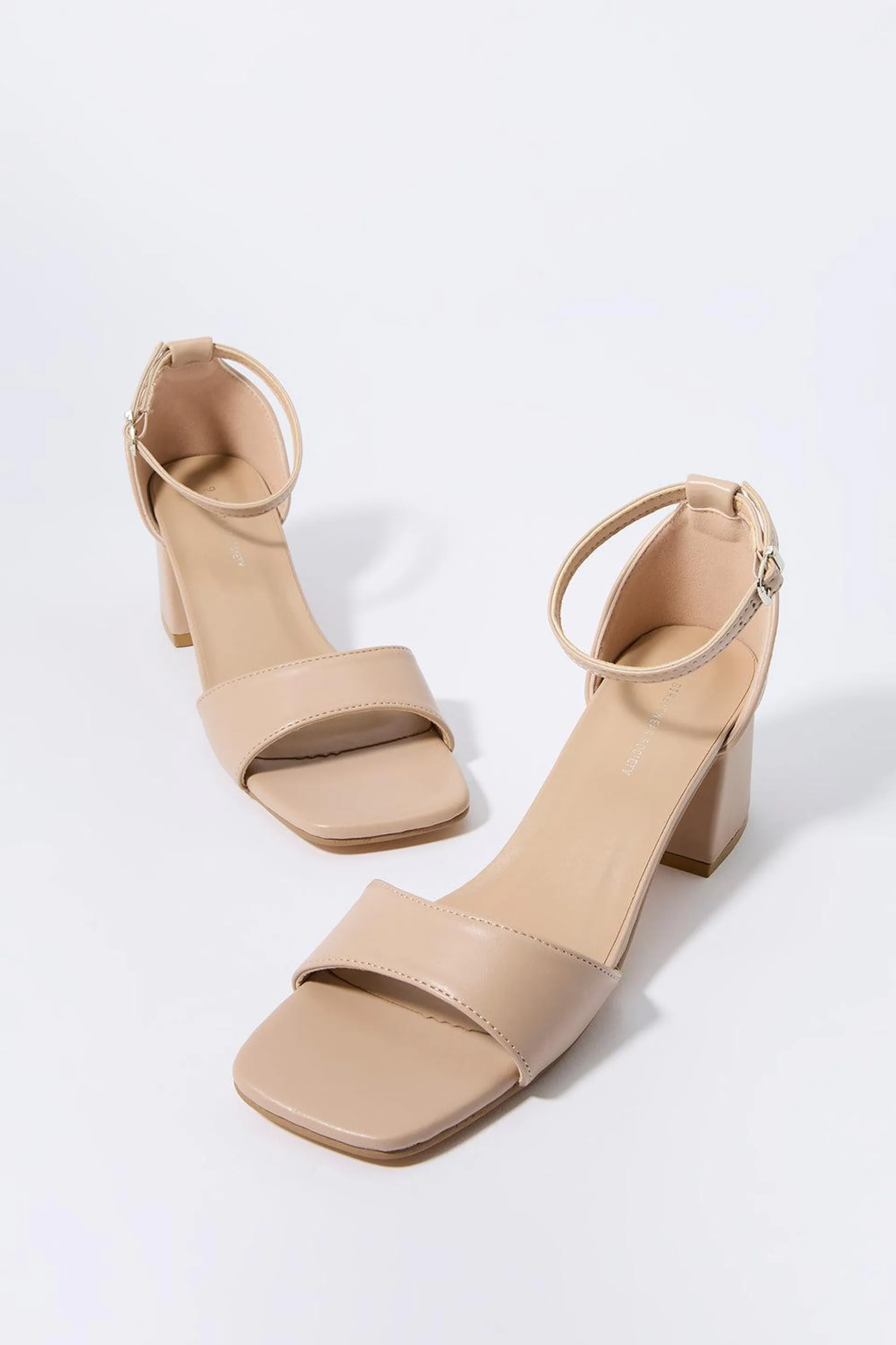 Faux Leather Ankle Strap Heel