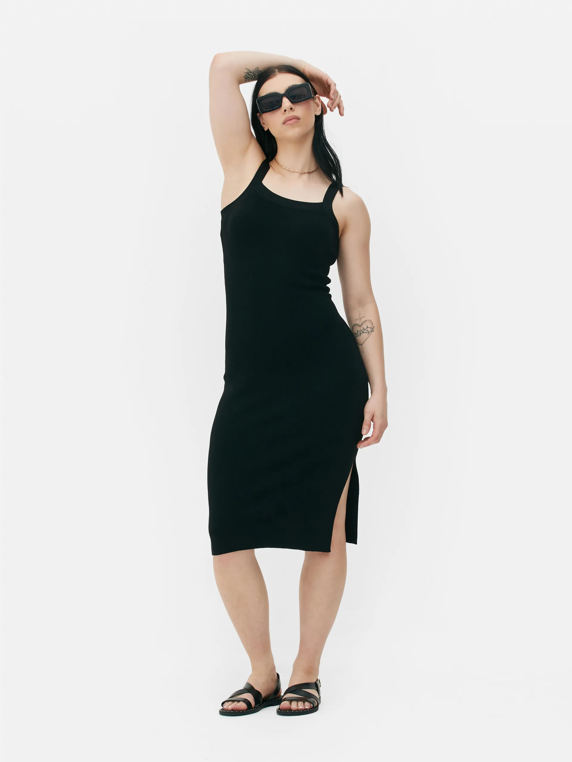 Square Neck Ribbed Dress