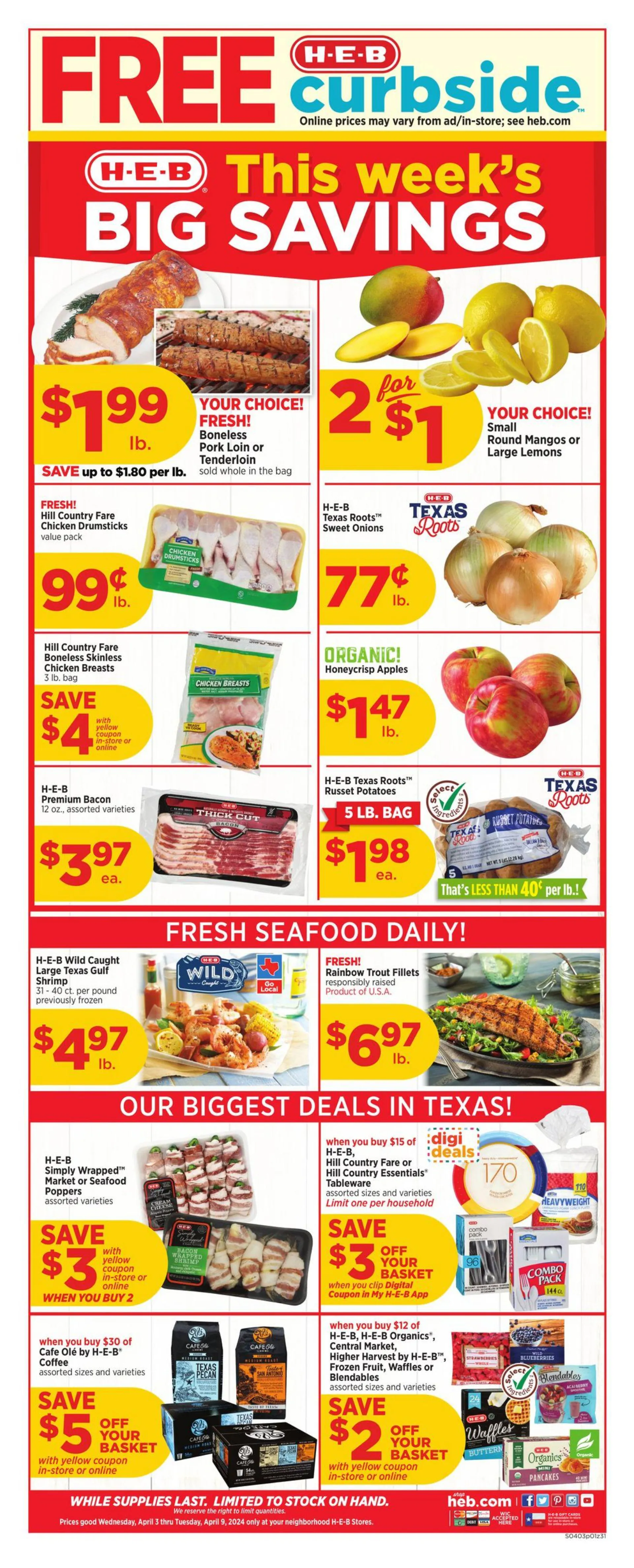 Weekly ad H-E-B Current weekly ad from April 3 to April 9 2024 - Page 1