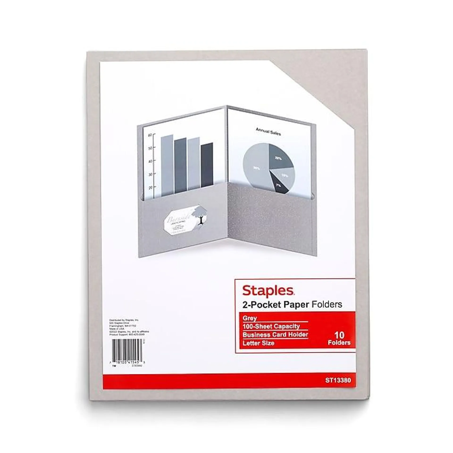 Staples 10% Recycled Smooth 2-Pocket Paper Presentation Folder,