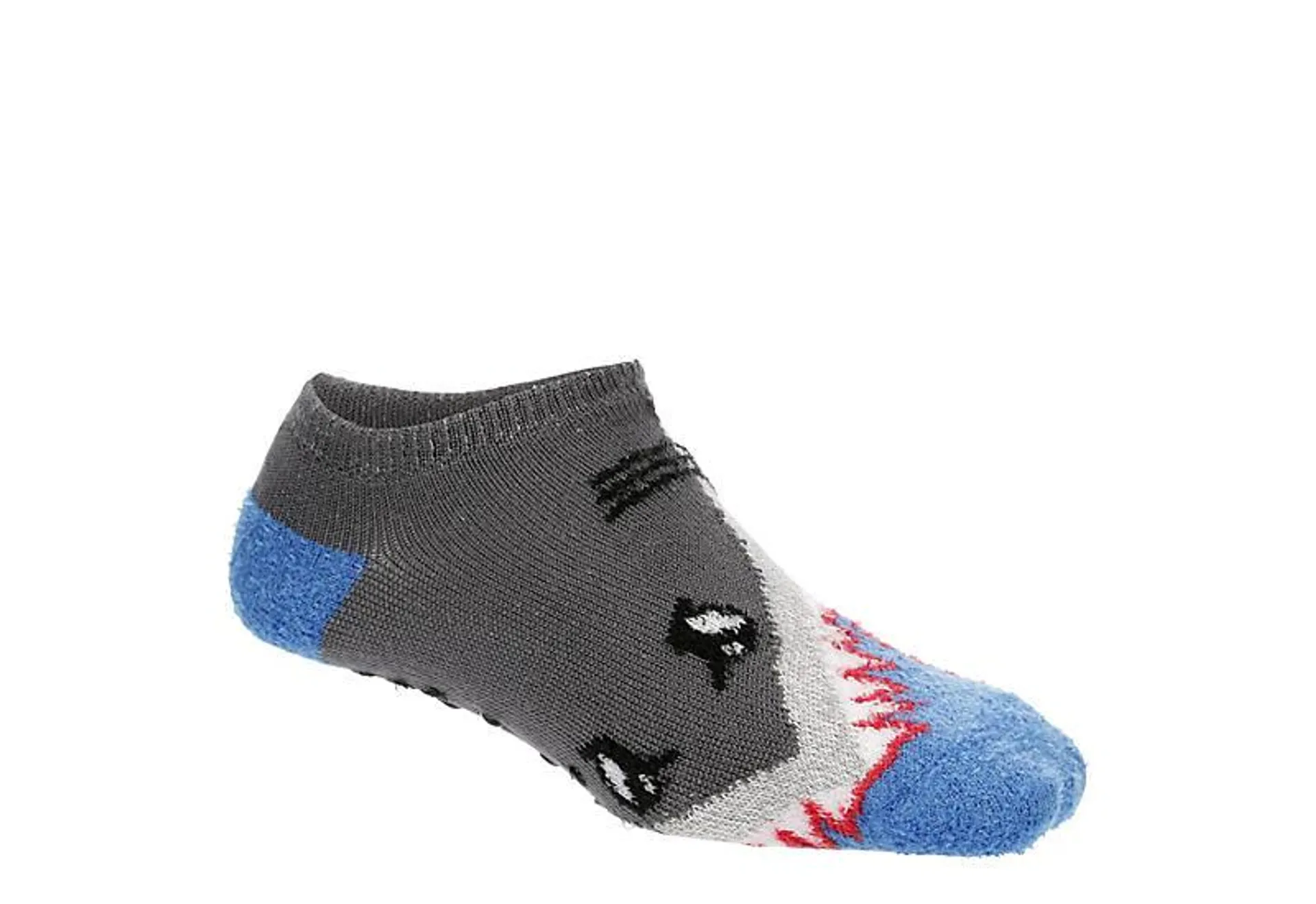 Fireside Boys Youth Shark No Show Slipper Sock 1 Pair - Grey