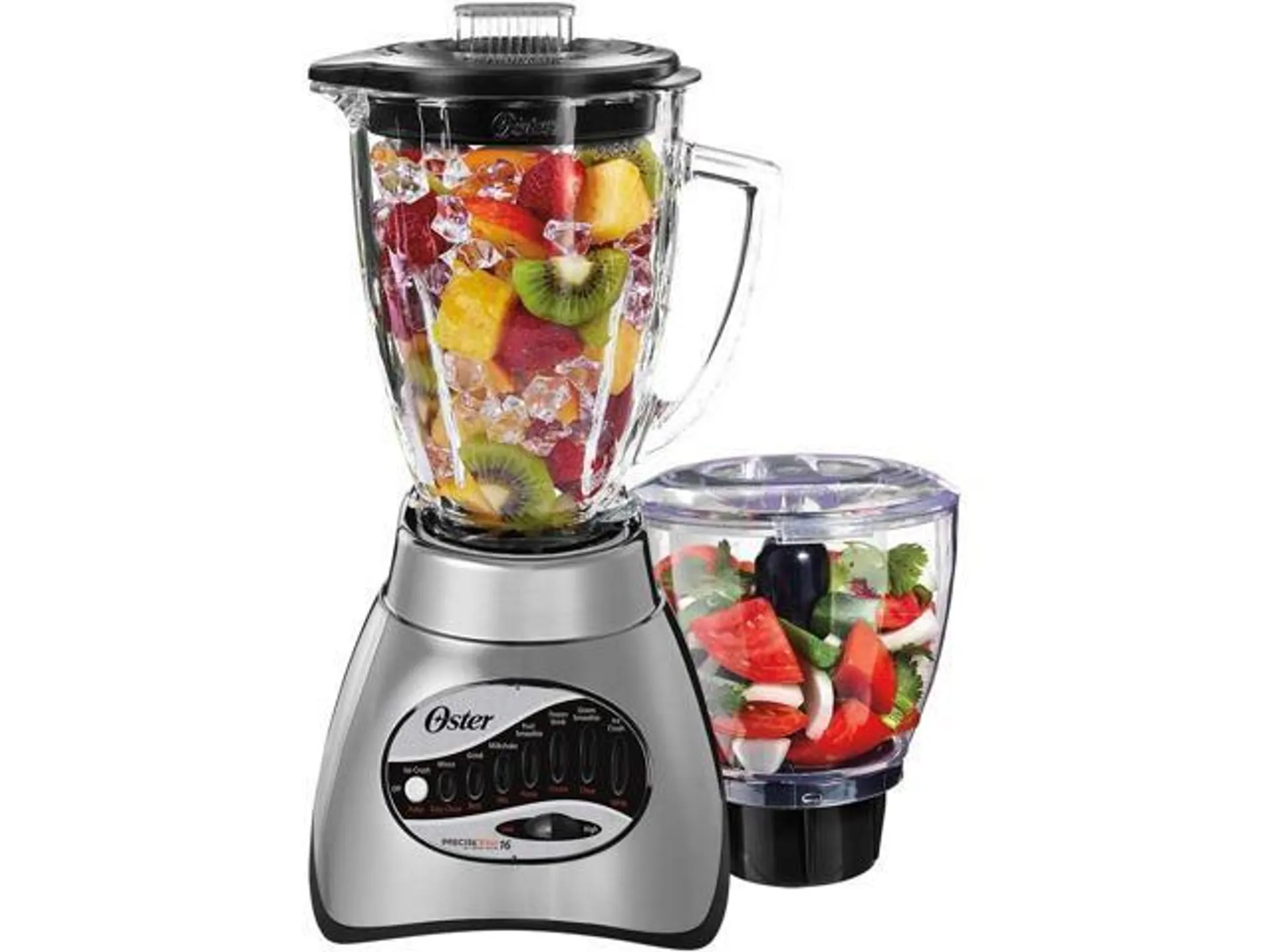 Oster Core 16-Speed Blender with Glass Jar, Black, 006878. Brushed Chrome , 40 Ounce