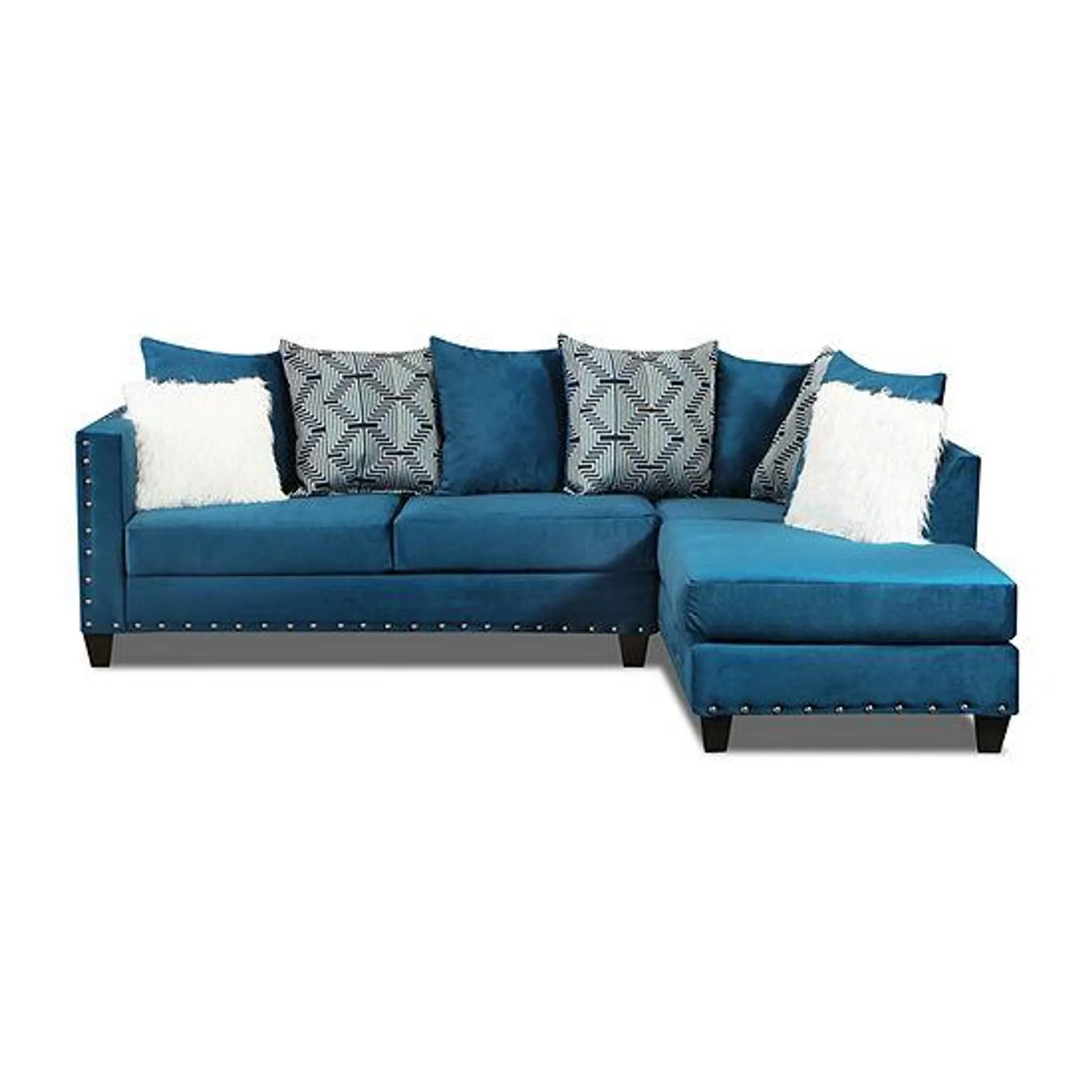 Megan Velvet Sofa and Chaise Sectional