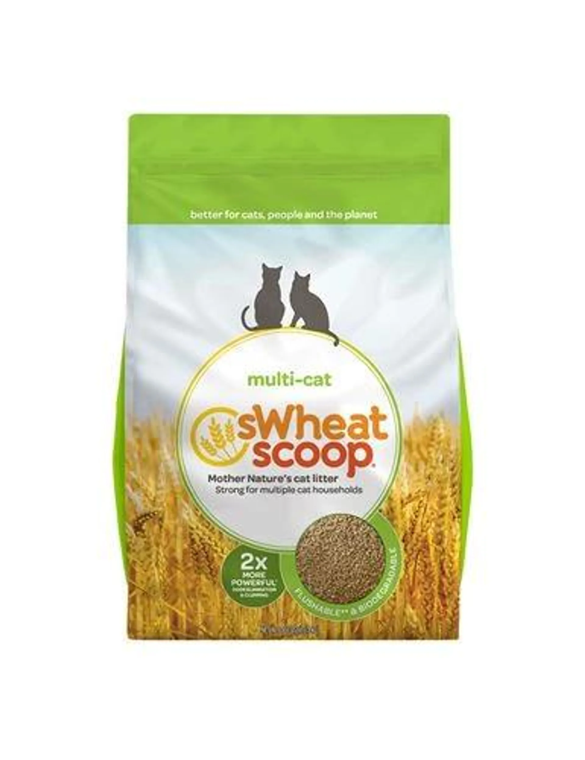 sWheat Scoop Multi-Cat Unscented Natural Clumping Wheat Cat Litter, 36 Pounds