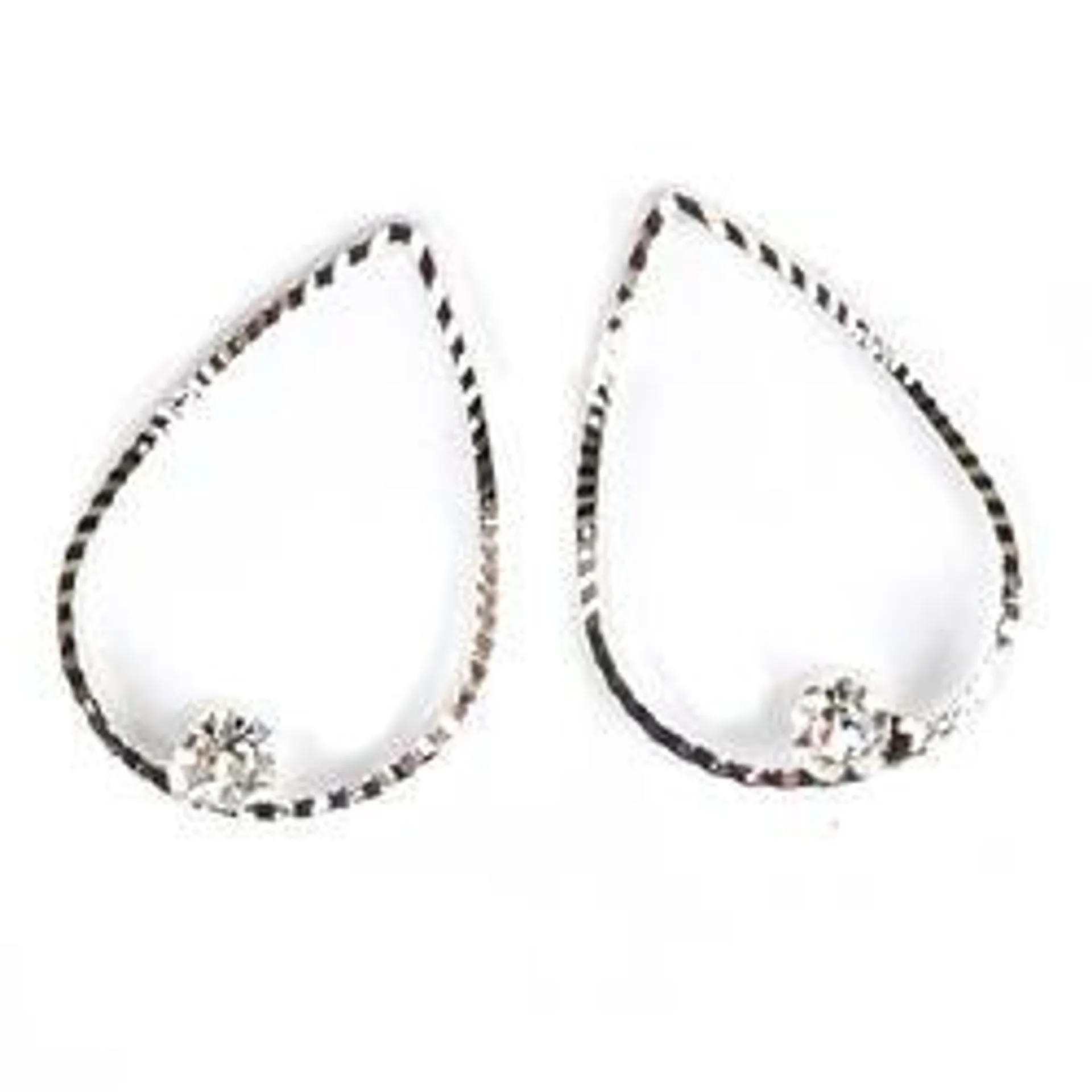 Silver Rhinestone Solitaire Teardrop Charms (Package of 2 pieces)