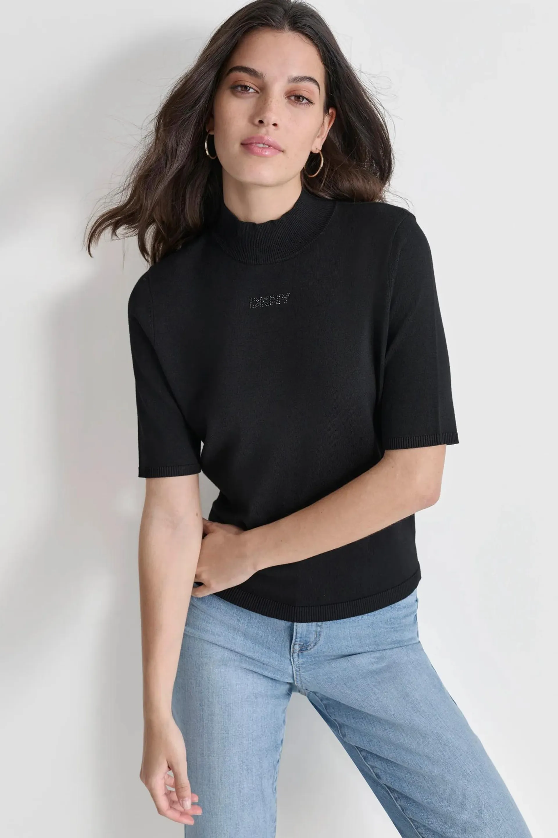 MOCK NECK LOGO SWEATER