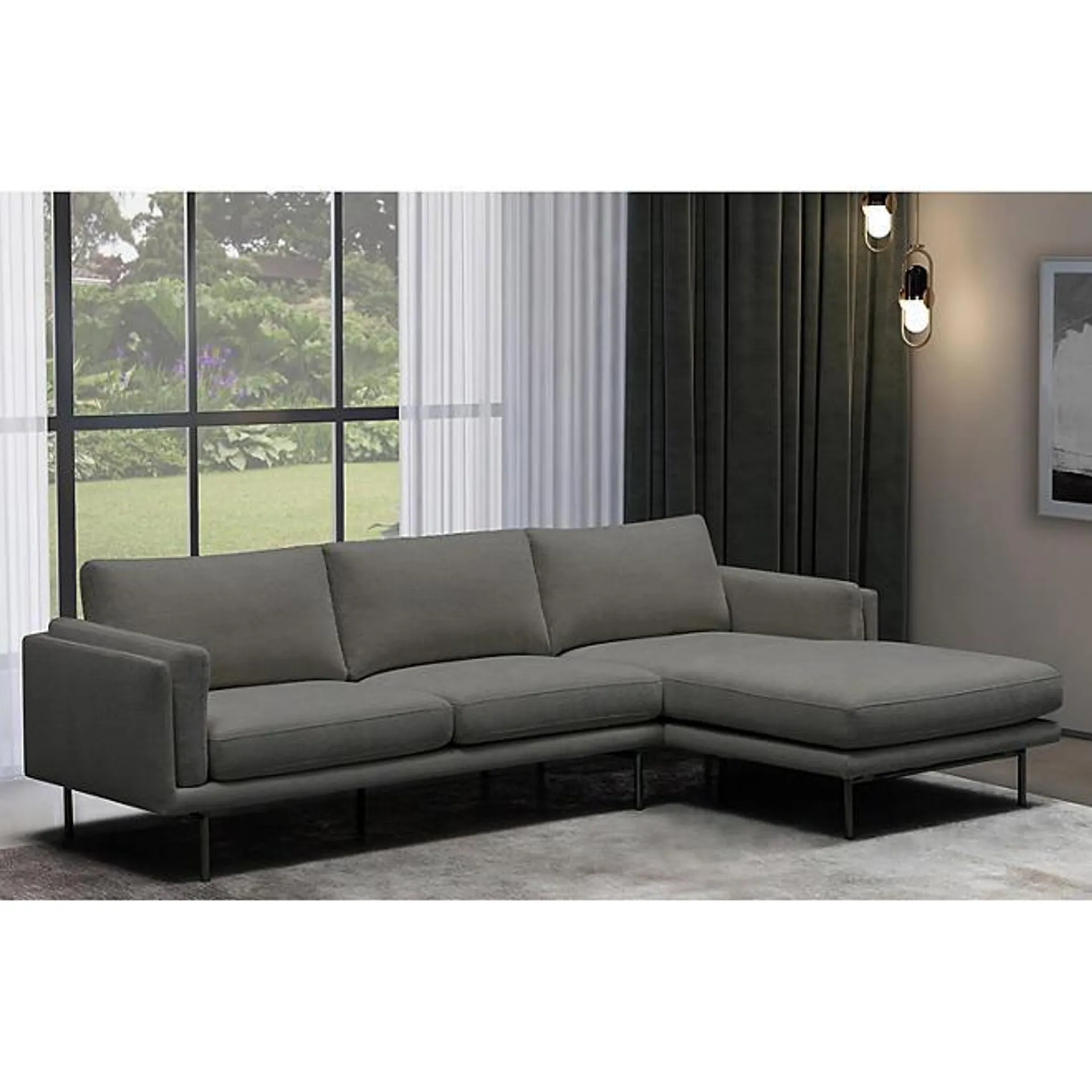 Avila Stain-Resistant Fabric Sectional, Charcoal