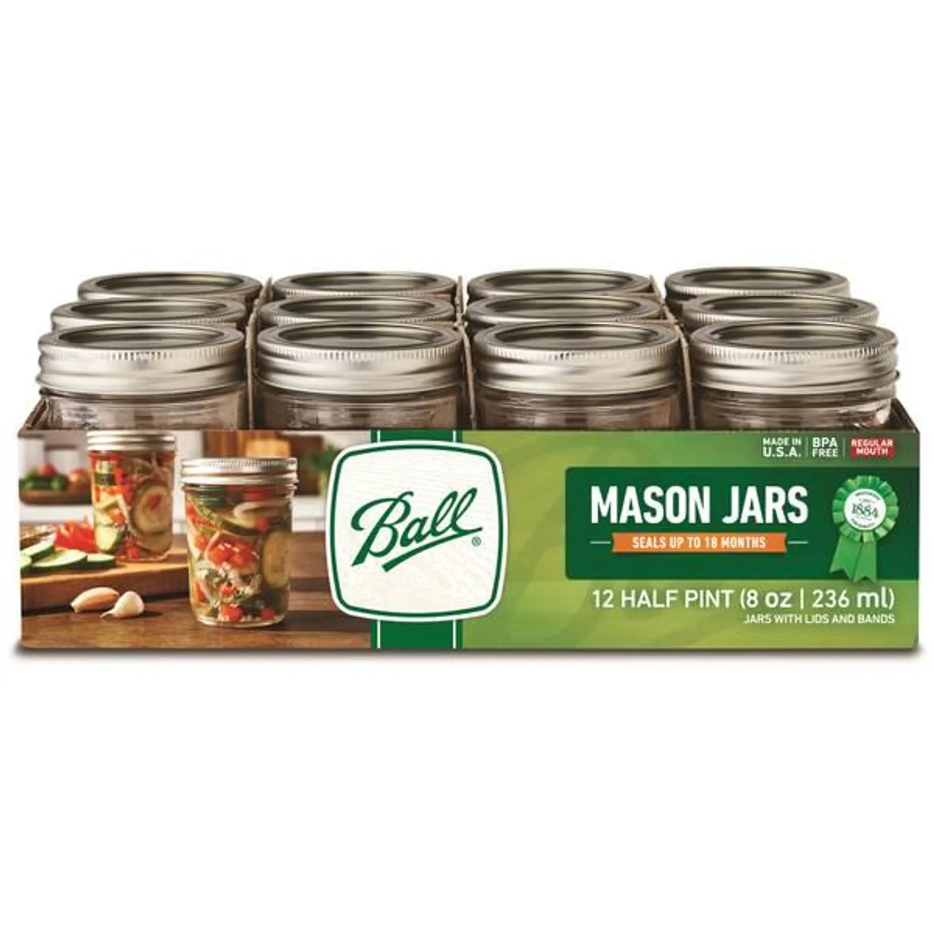 12-Count Regular Mouth Half Pint Jars