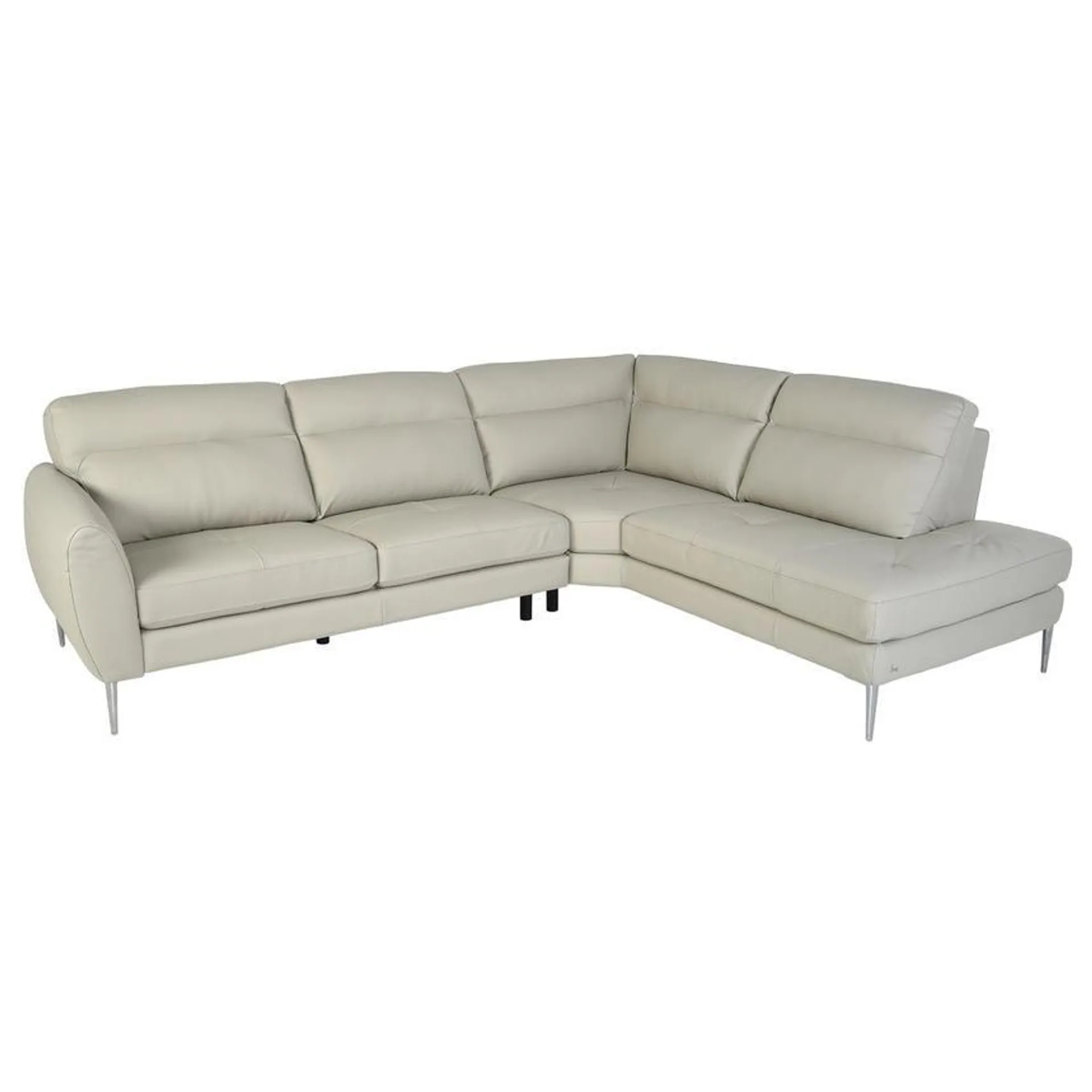 Chicago Gray Leather Corner Sofa w/Right Chaise