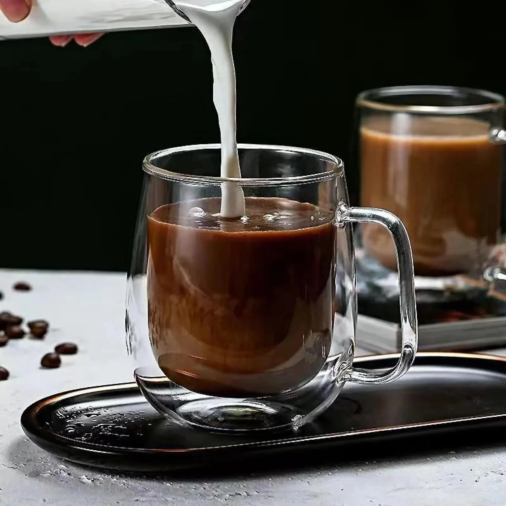 Taza de vidrio de borosilicato resistente al calor de 150 a 350 ml, taza de café de vidrio de doble pared con asa, taza de agua con leche, tazas transparentes de regalo