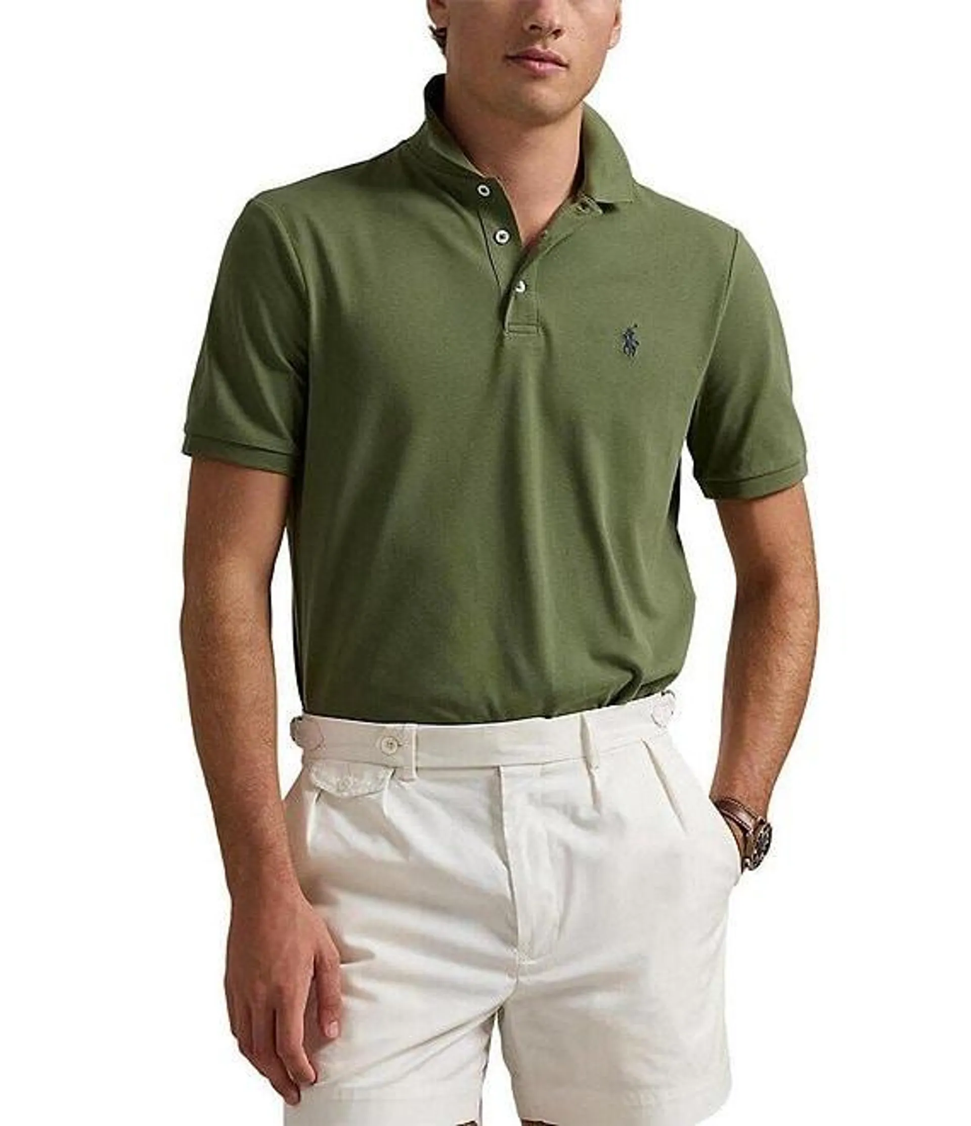 Classic Fit Stretch Mesh Short Sleeve Polo Shirt