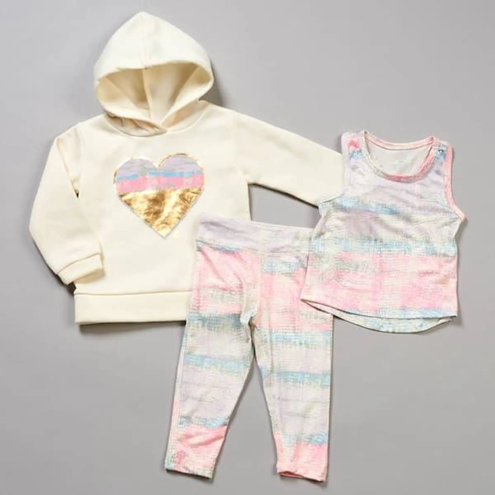 Toddler Girl RBX 3pc. Heart Hoodie/Reptile Tank Top/Leggings Set