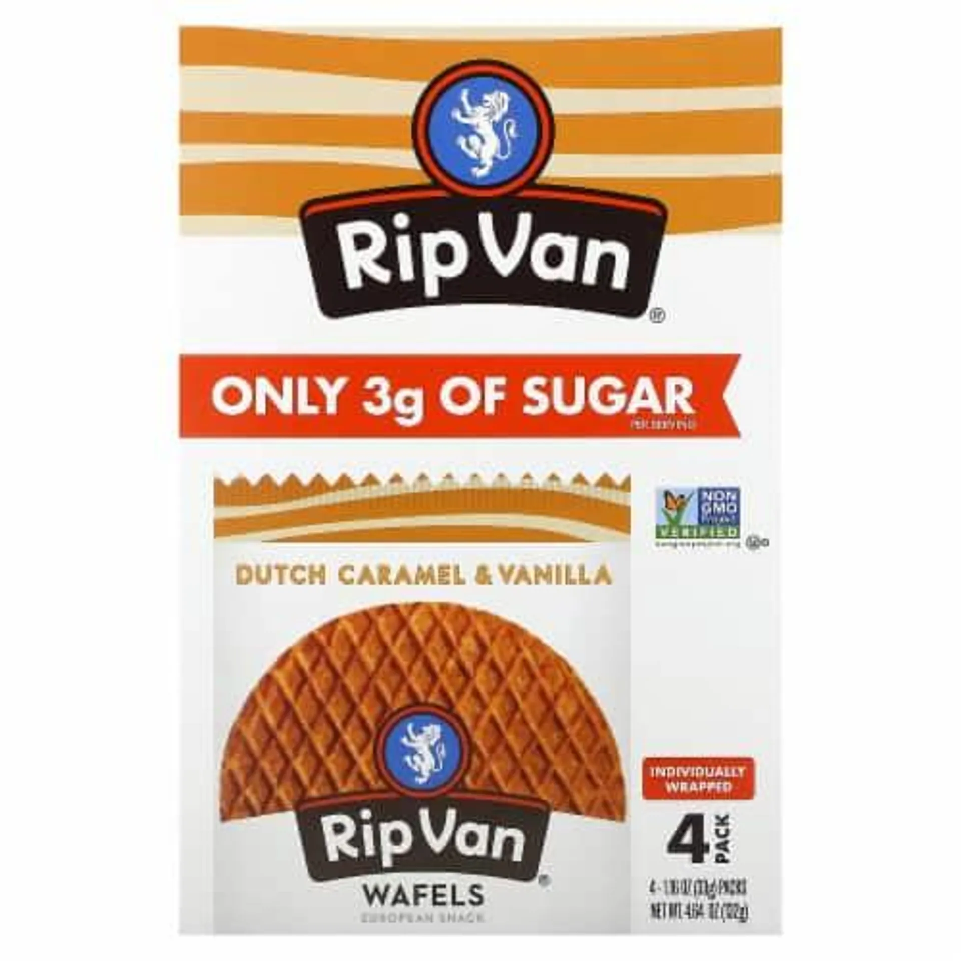 Rip Van Wafels Dutch Caramel & Vanilla 4 Pack - 1.16 oz (33 g) Each