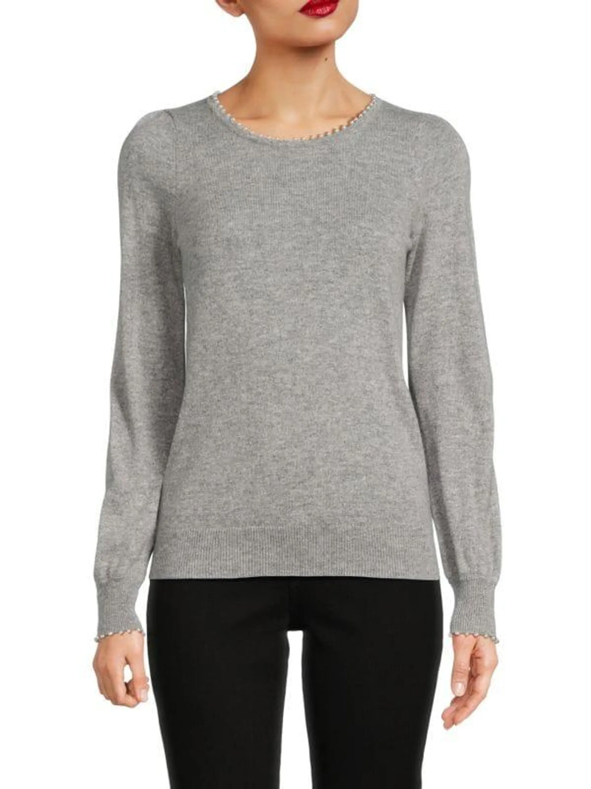 Pearl Studded Cashmere Sweater