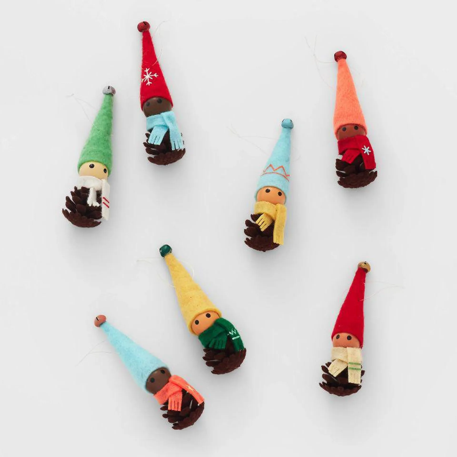 Fabric and Pinecone Elves Christmas Tree Ornament Set 10pc Assorted - Wondershop™