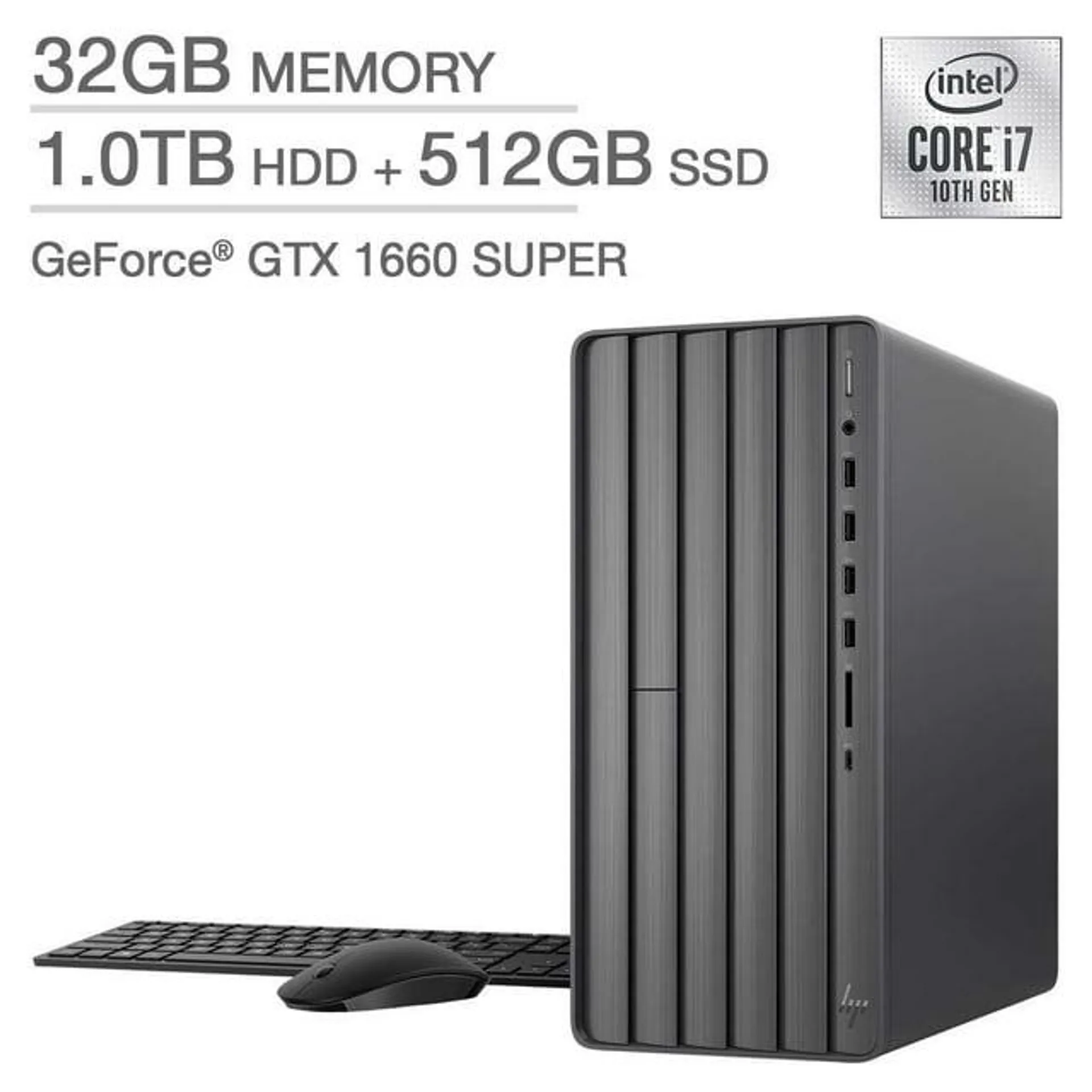 HP Envy Desktop - 10th Gen Intel Core i7-10700F - GeForce GTX 1660 SUPER PC Computer 32GB Memory 1TB + 512GB SSD TE01-1177c Desktop PC Computer