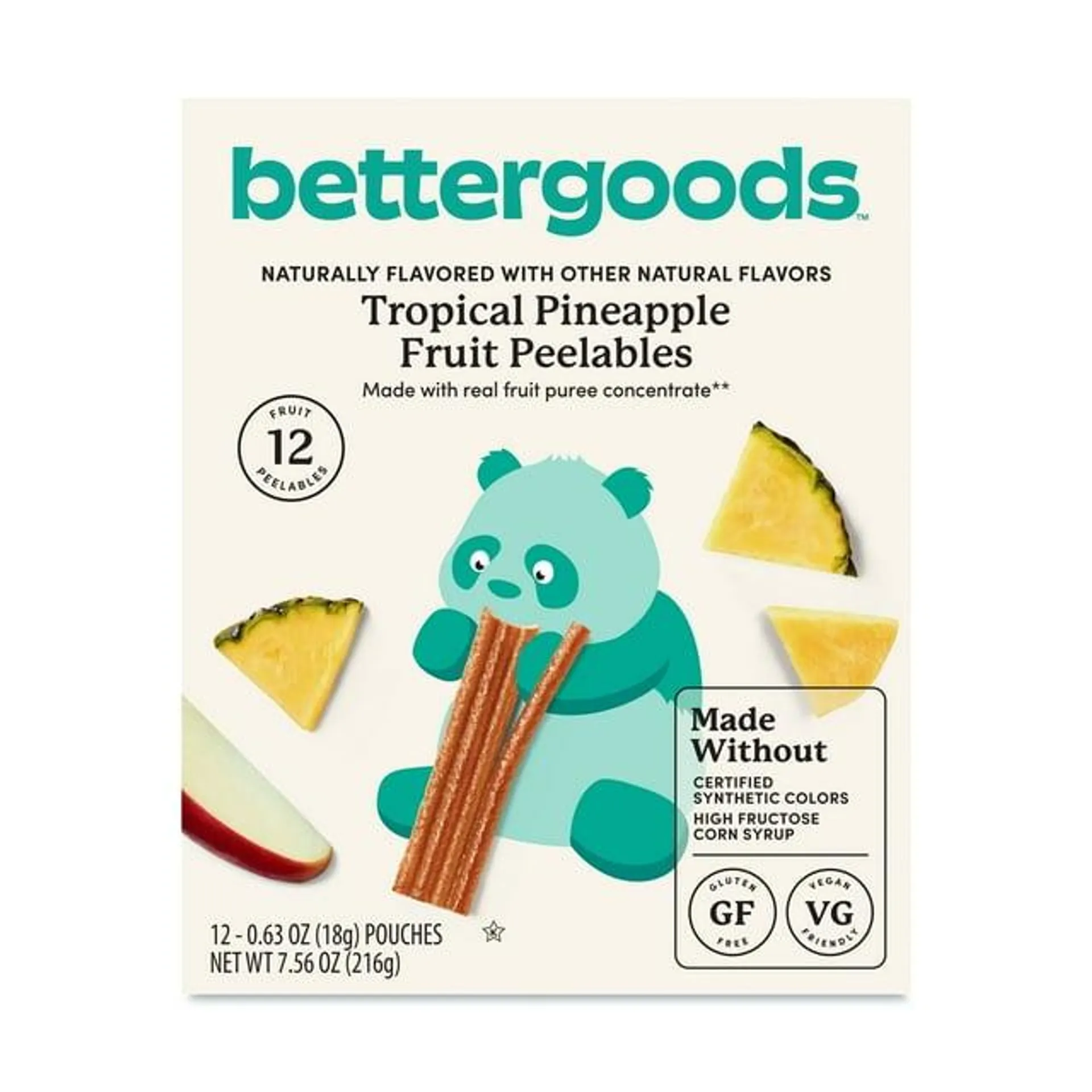 bettergoods Tropical Pineapple Fruit Peelables, 0.63 oz, 12 Count