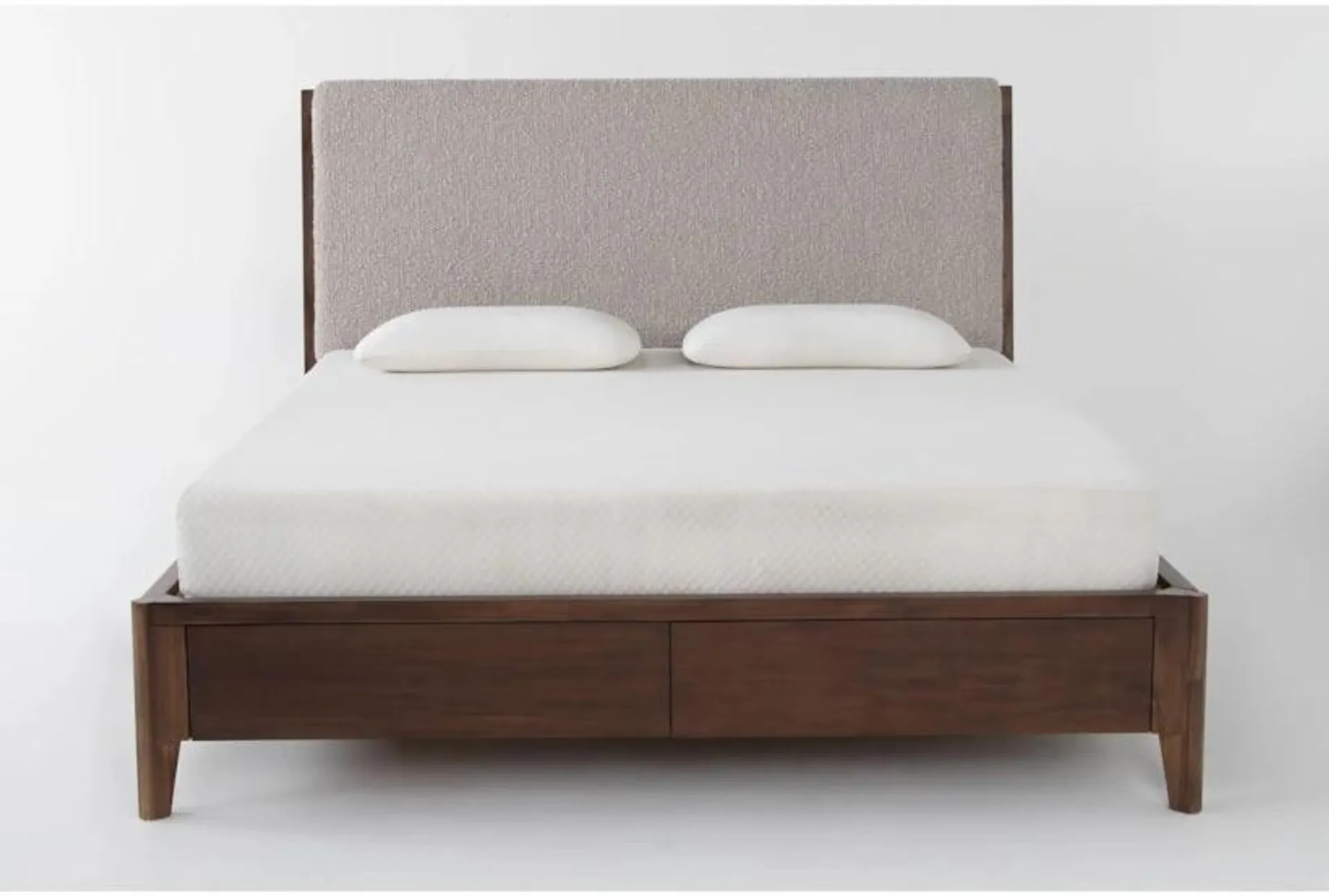 Draper Queen Wood Storage Bed With Upholstered Headboard