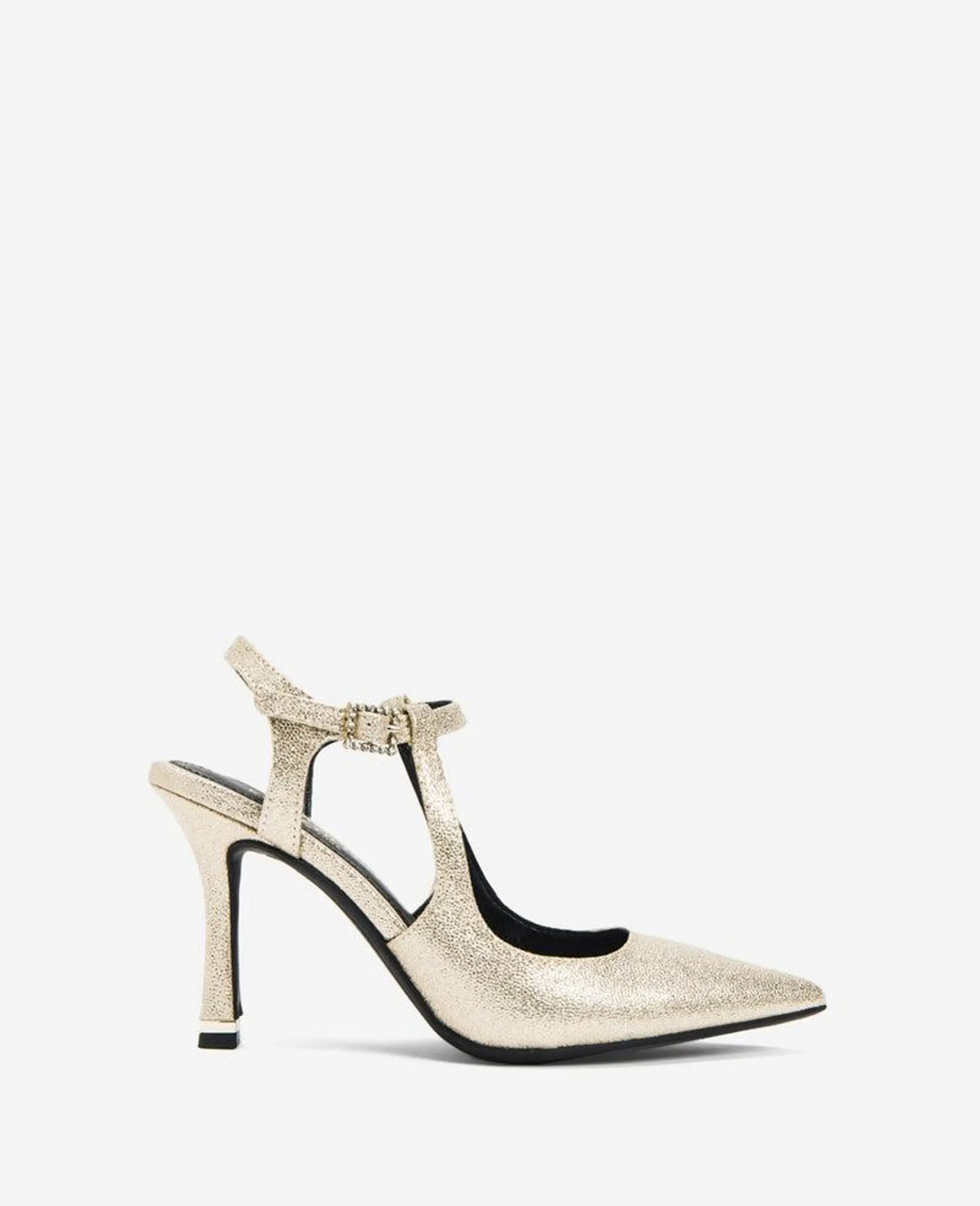 Romi Metallic Ankle Heel Slingback