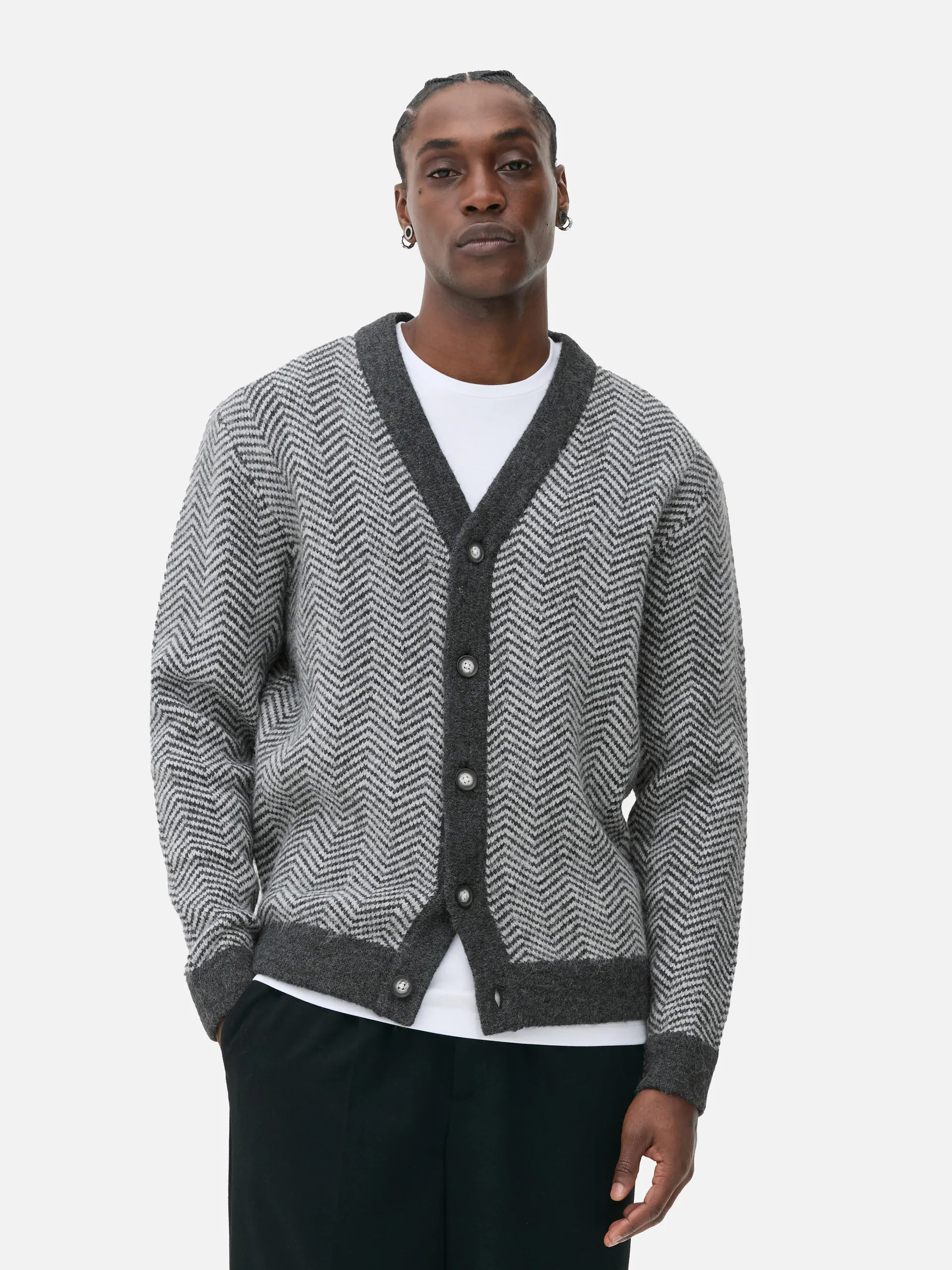 Herringbone V-Neck Cardigan