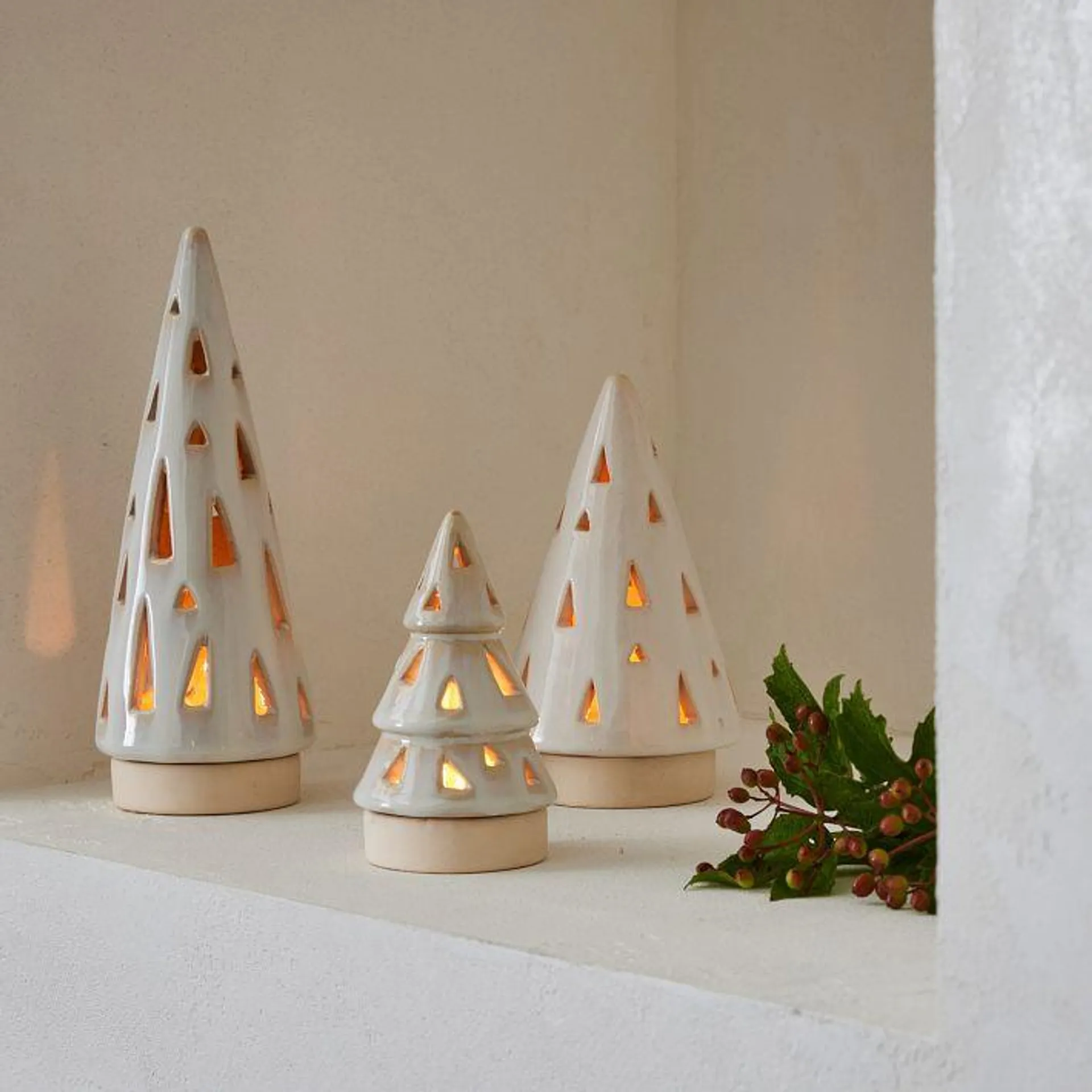 Ceramic Tree Tealight Candleholders