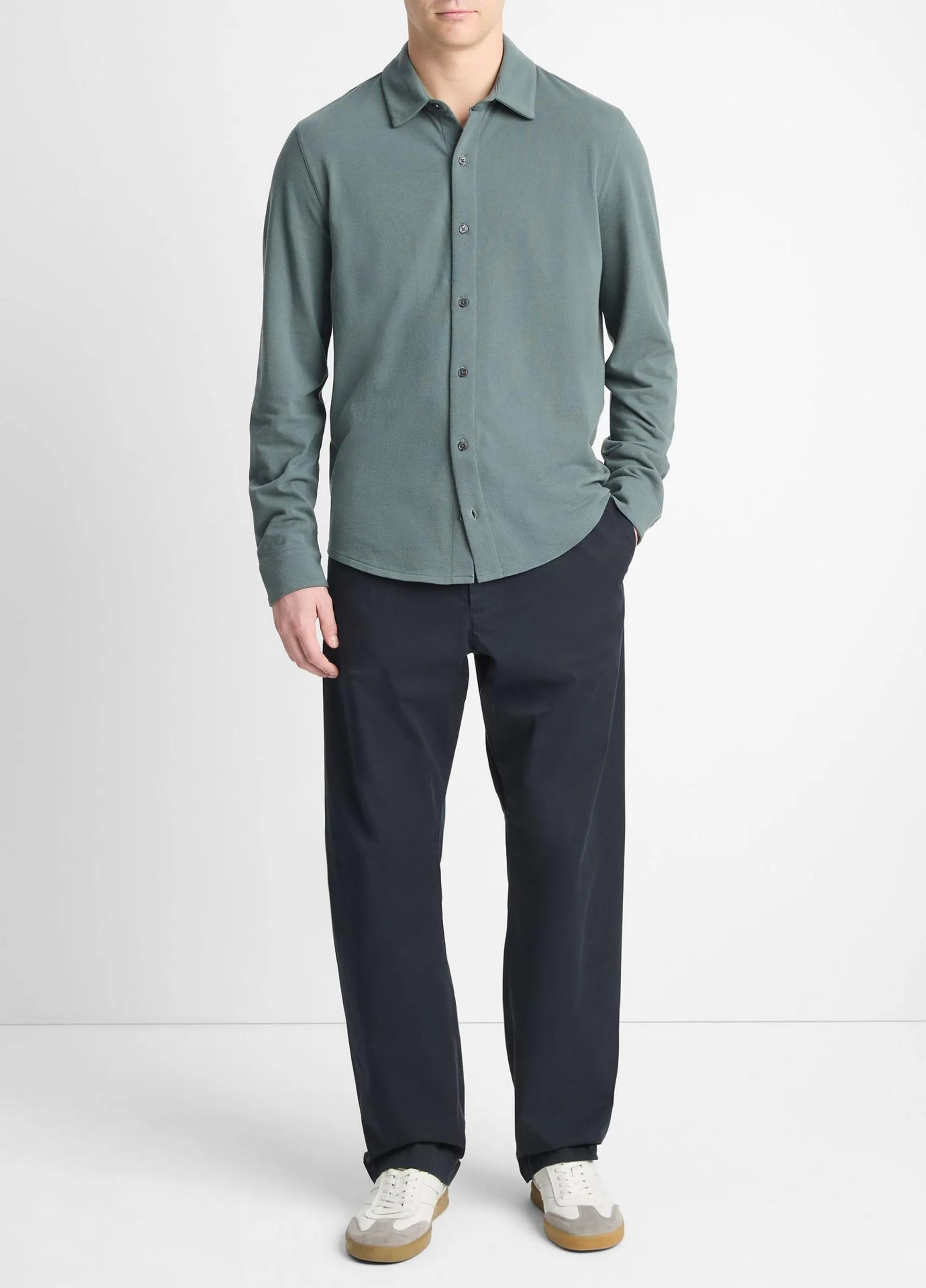 Cotton Piqué Button-Front Shirt