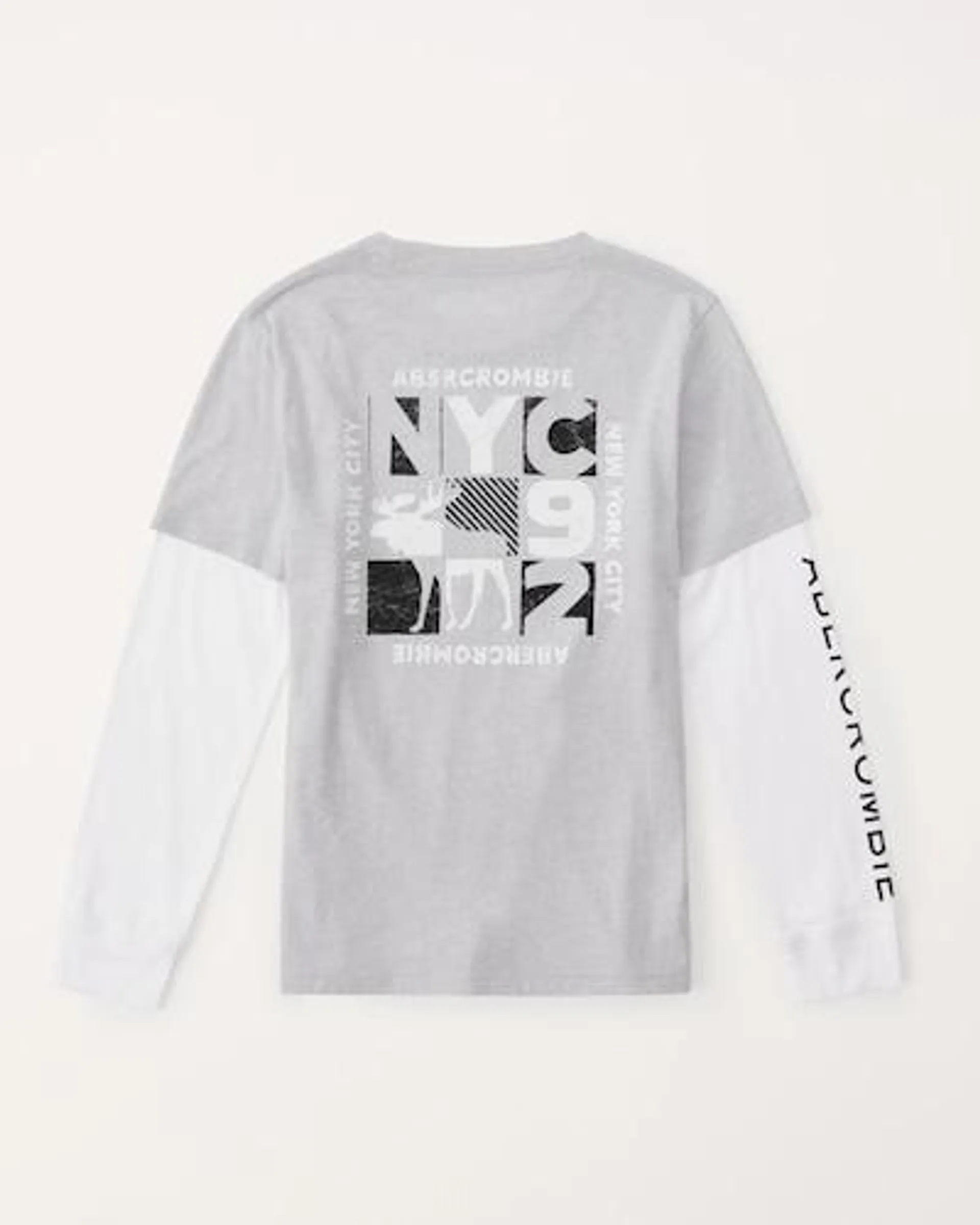 long-sleeve twofer print logo tee