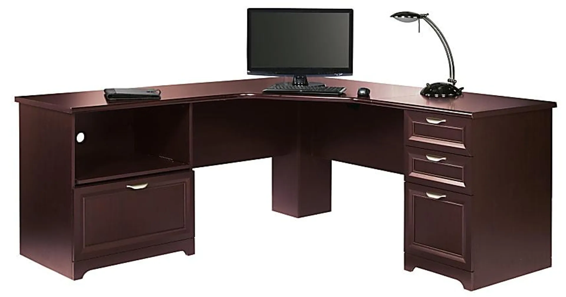 Realspace® Magellan Performance 71"W L-Shaped Corner Desk, Cherry