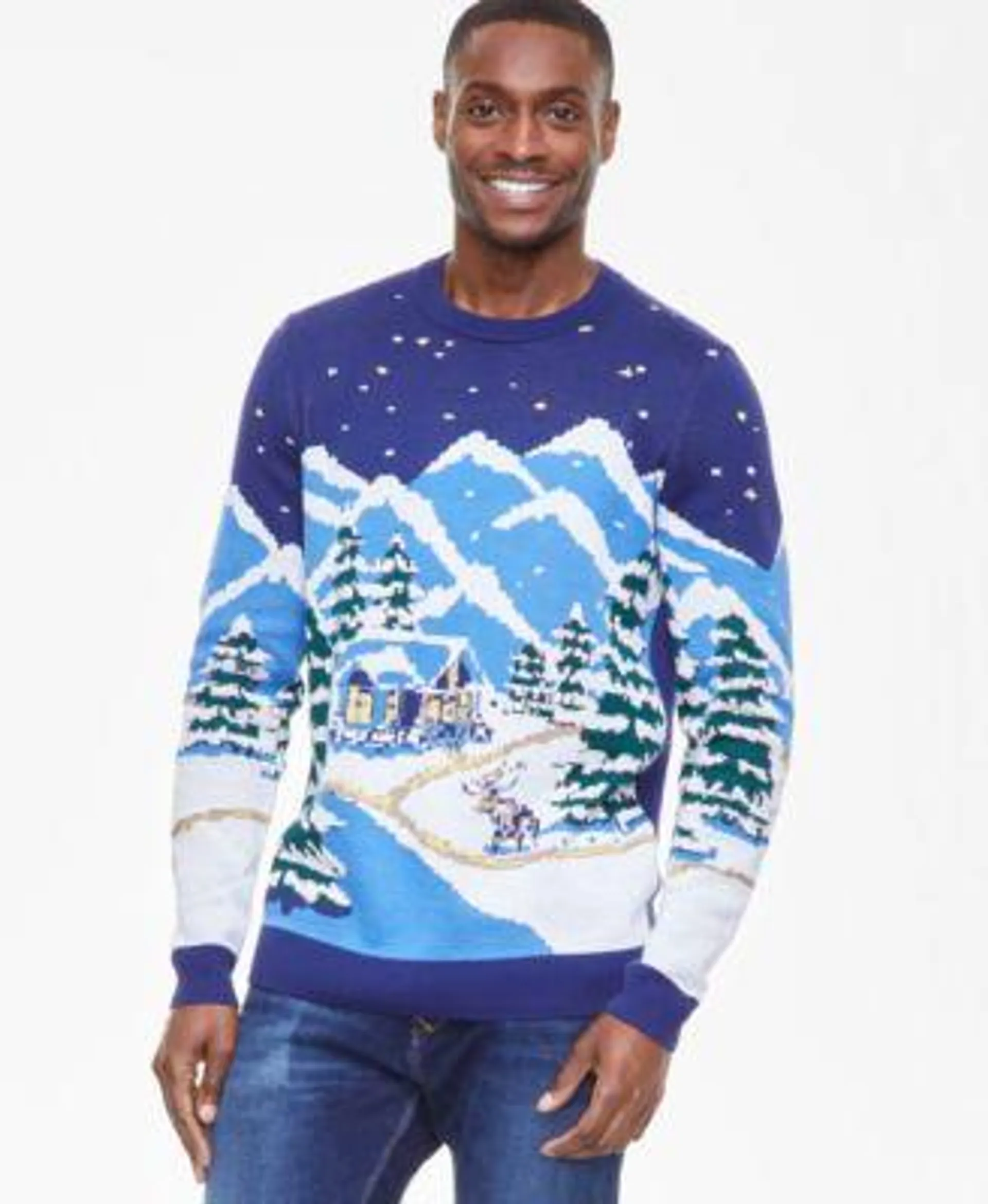 Men's Snowy Town Crewneck Sweater, Created for Macy's