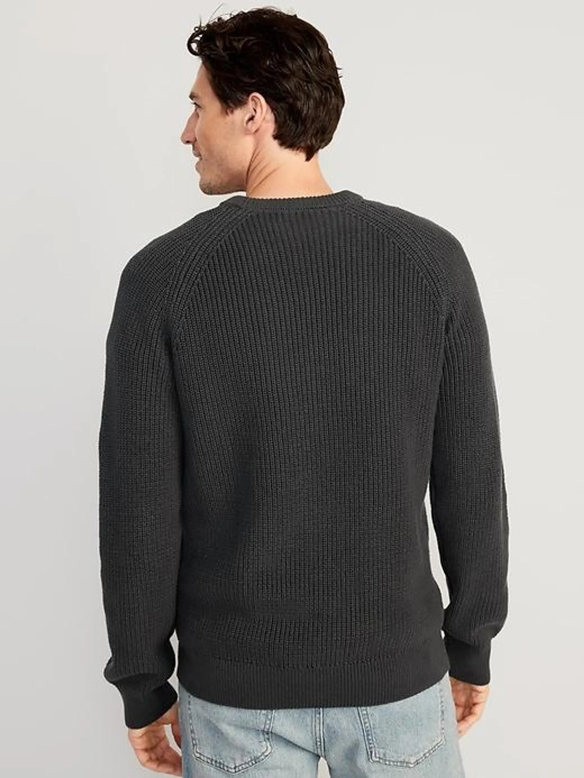 Crew-Neck Shaker-Stitch Sweater