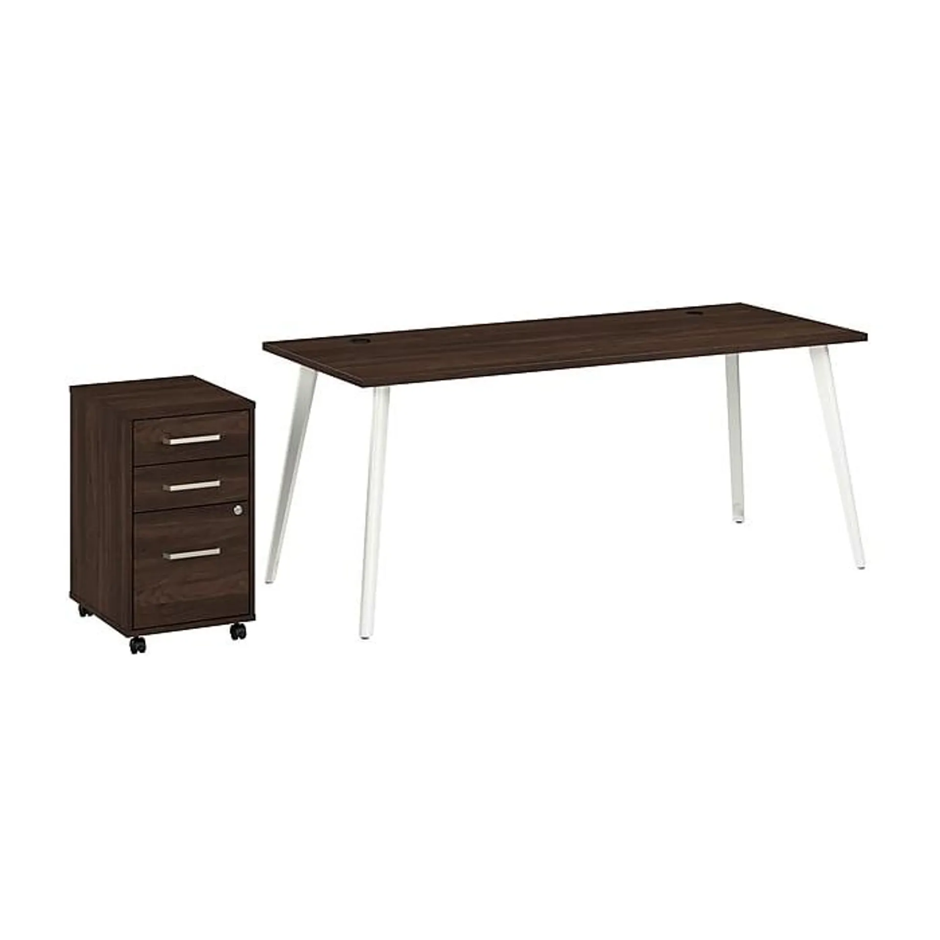 Bush Business Furniture Vista 72"W Desk with 3 Drawer Mobile File Cabinet,