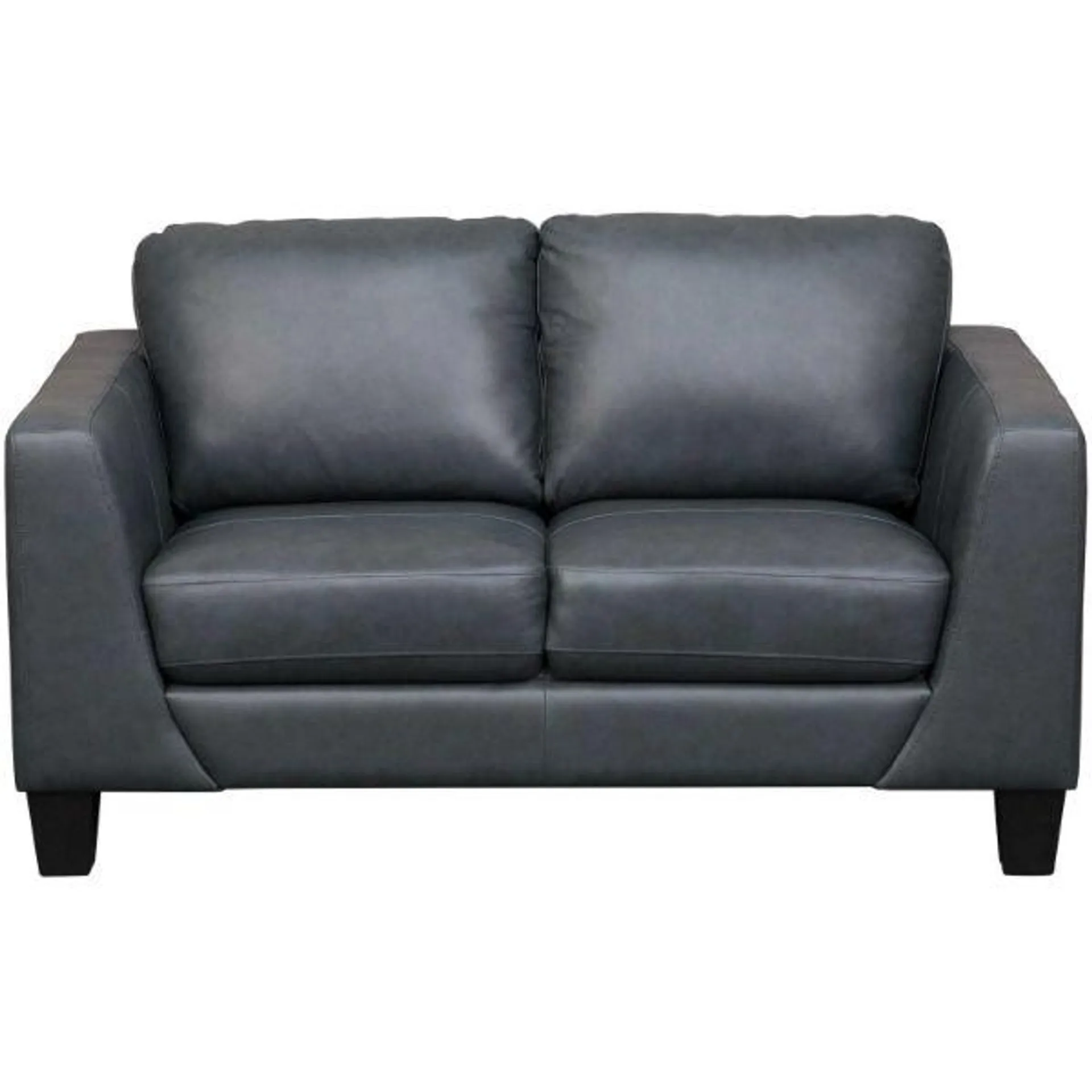 Kyra Steel Gray Leather Loveseat