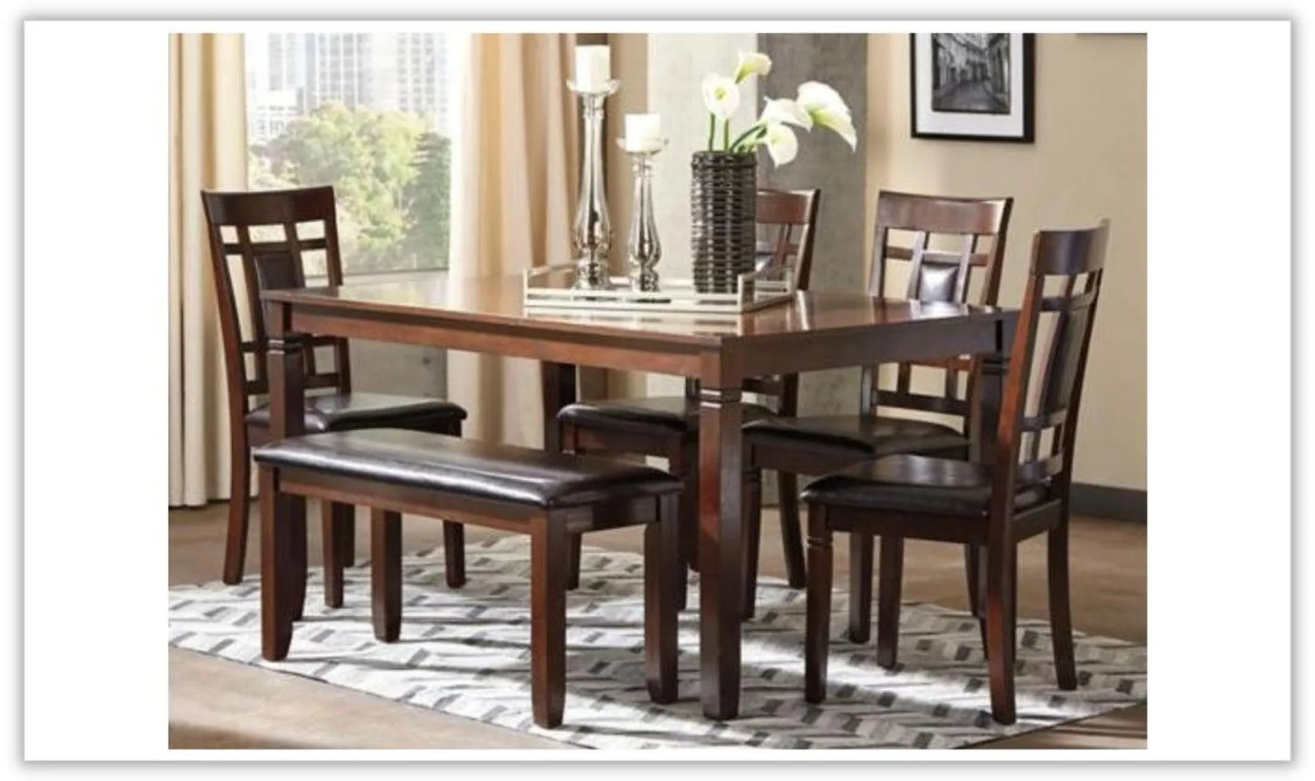 Modern Heritage Bennox 6-Piece Wooden Dining Set in Brown