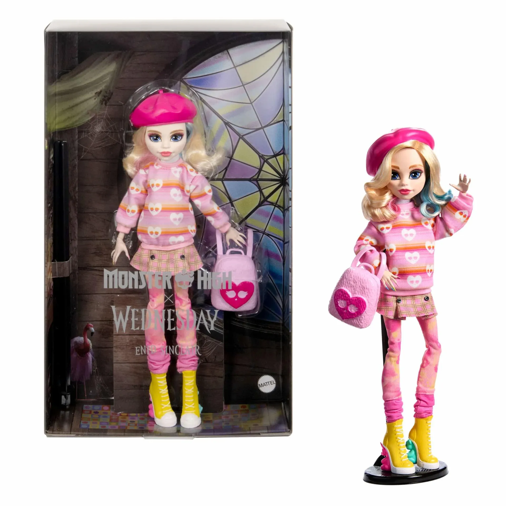 Monster High Wednesday Collectible Doll, Enid Sinclair in Pink Fashion With Accessories