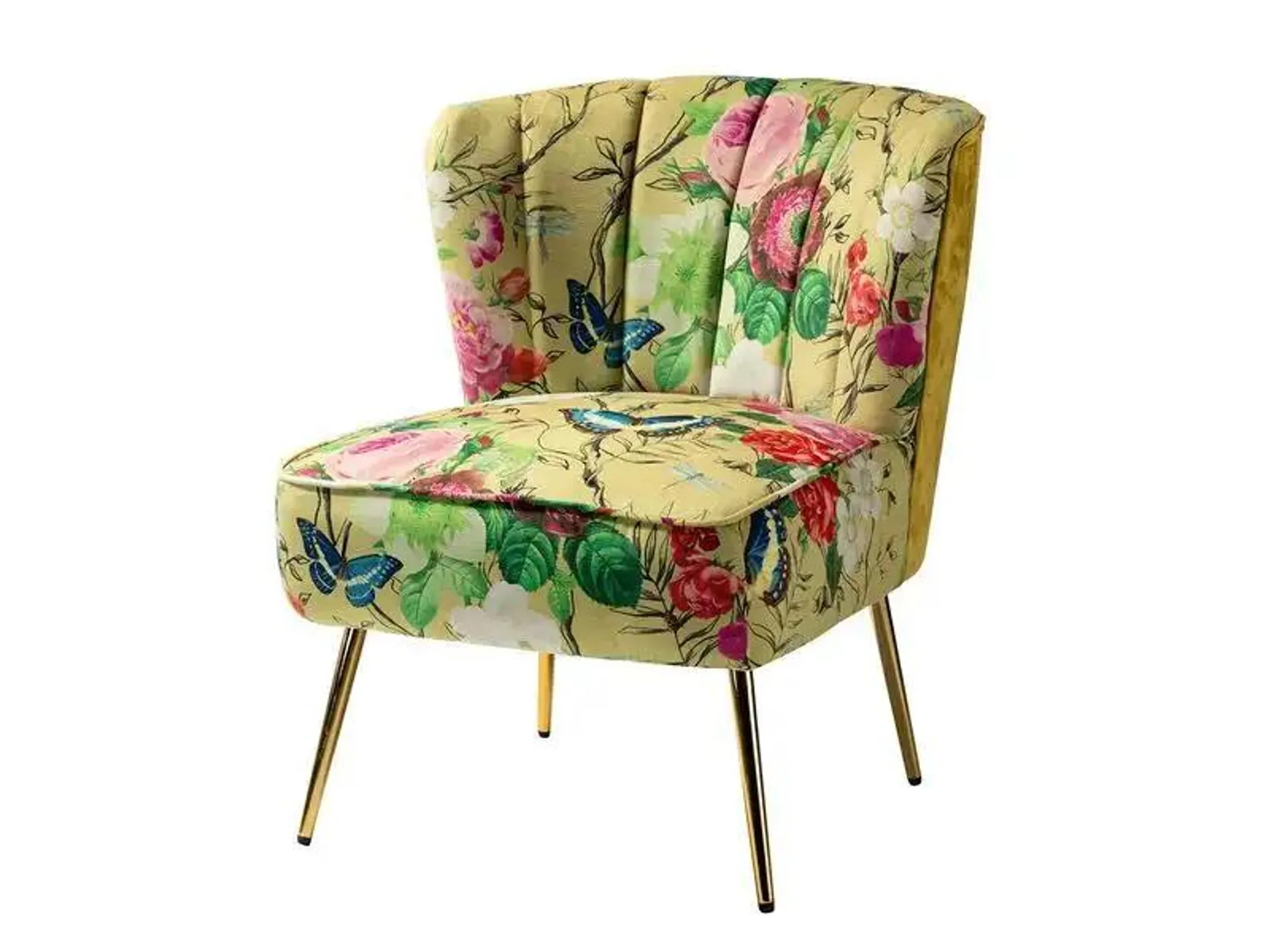 Anita Contemporary and Classic Side Chair Wooden Upholstery Accent Chair with Metal Base Tufted Back